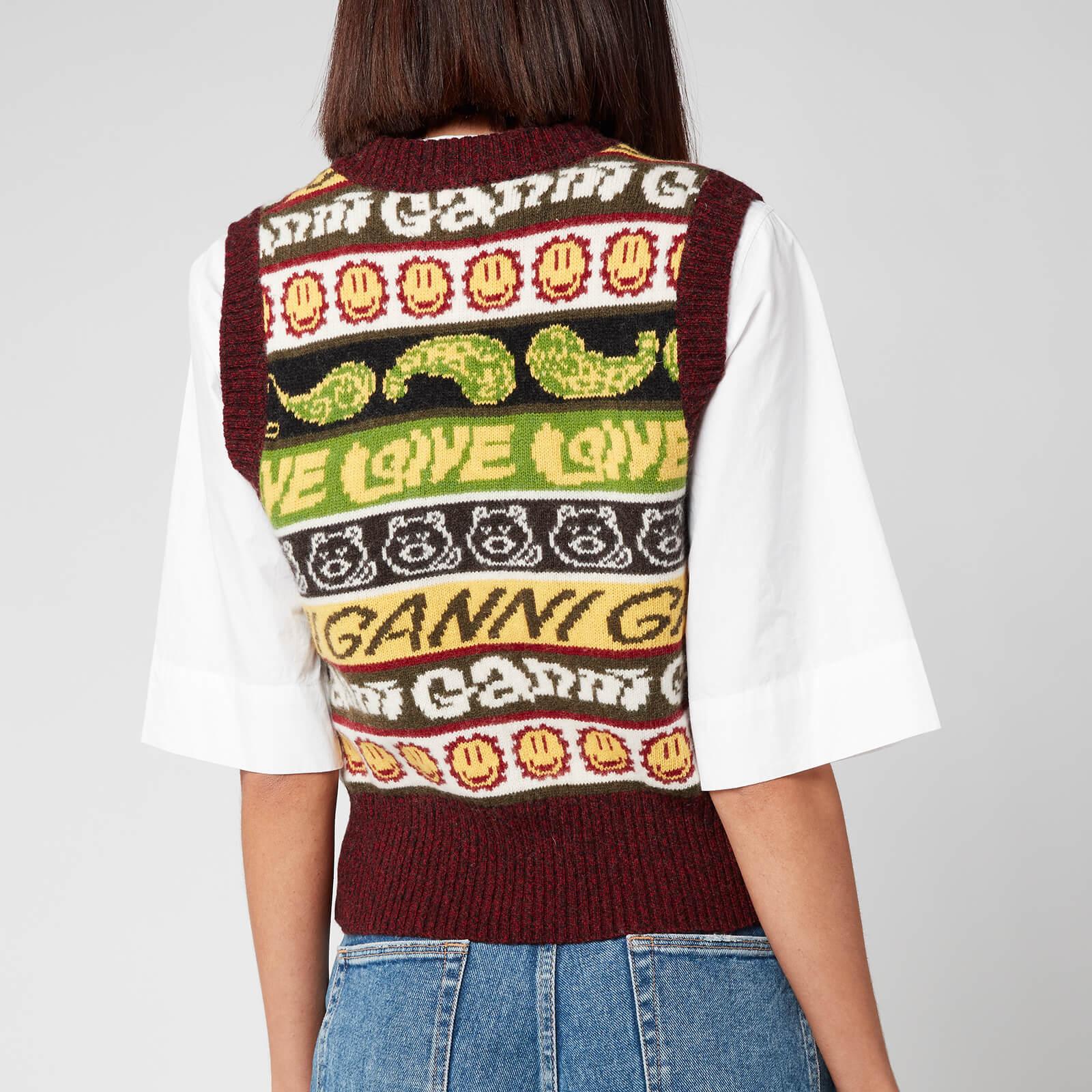Ganni Wool Mix Logo Vest Jumper | Lyst