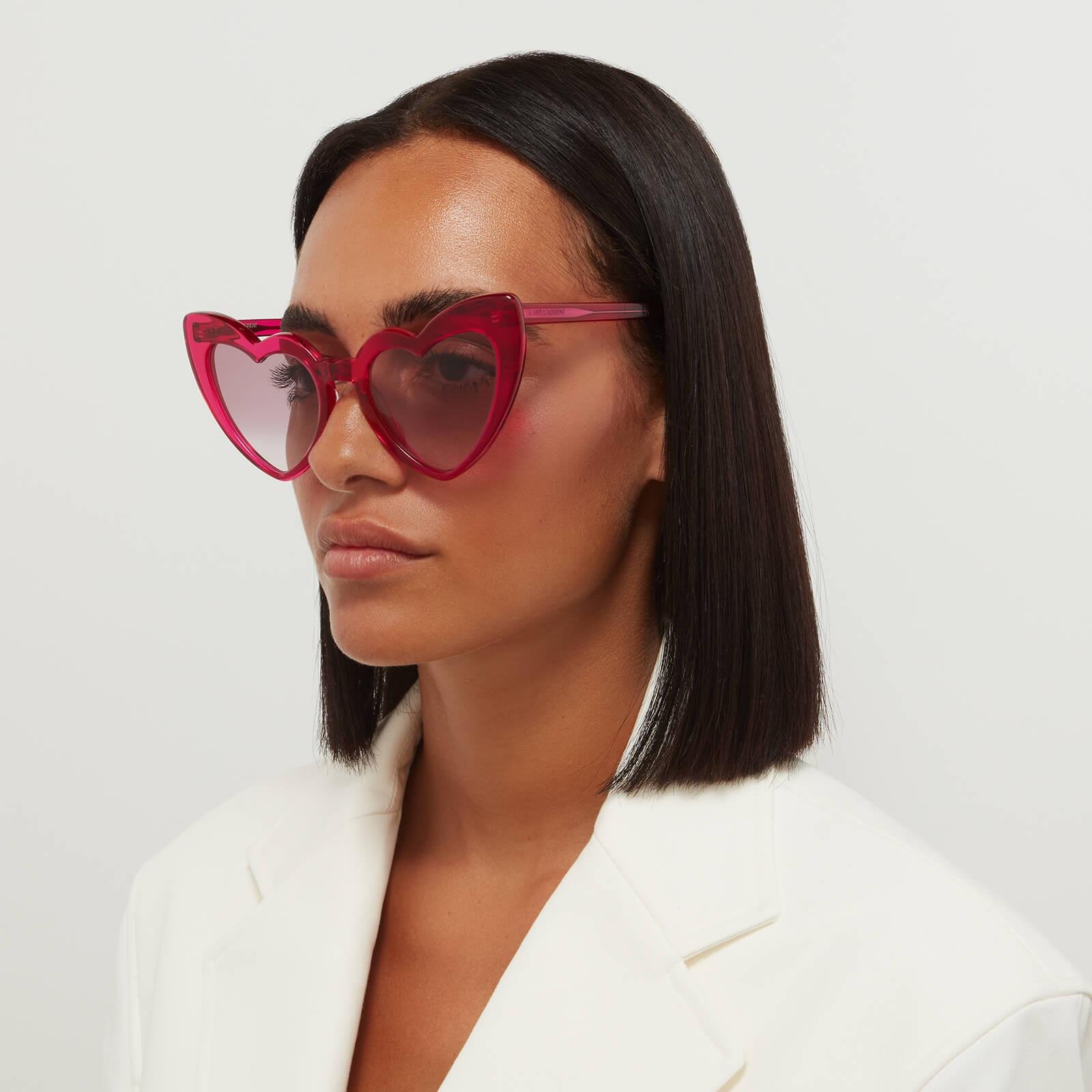 Saint Laurent Loulou Heart Shaped Sunglasses in Pink | Lyst