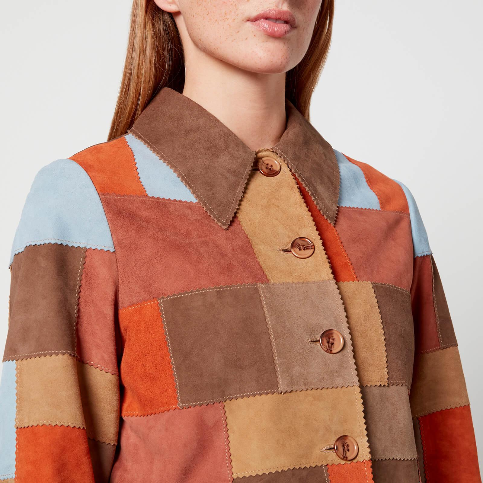 RIXO London Dionne Patchwork Suede Jacket in Brown | Lyst