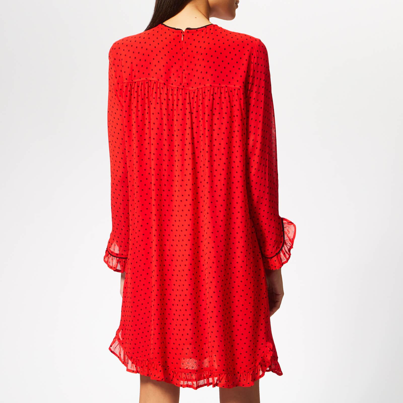 Ganni Synthetic Mullin Georgette Dress in Red - Lyst