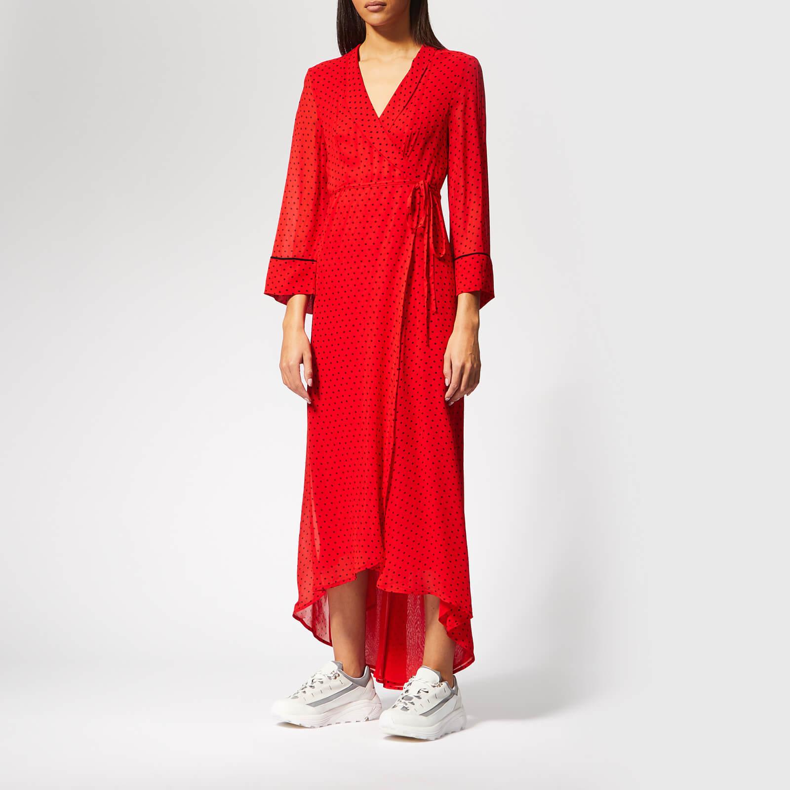 Ganni Mullin Georgette Wrap Dress in Red | Lyst Canada