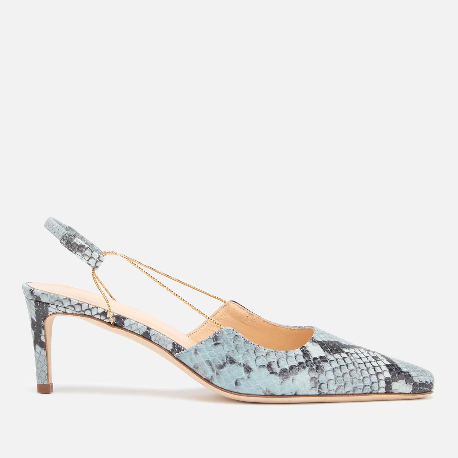 BY FAR Gabriella Snake Print Leather Sling Back Court Shoes in Grey ...