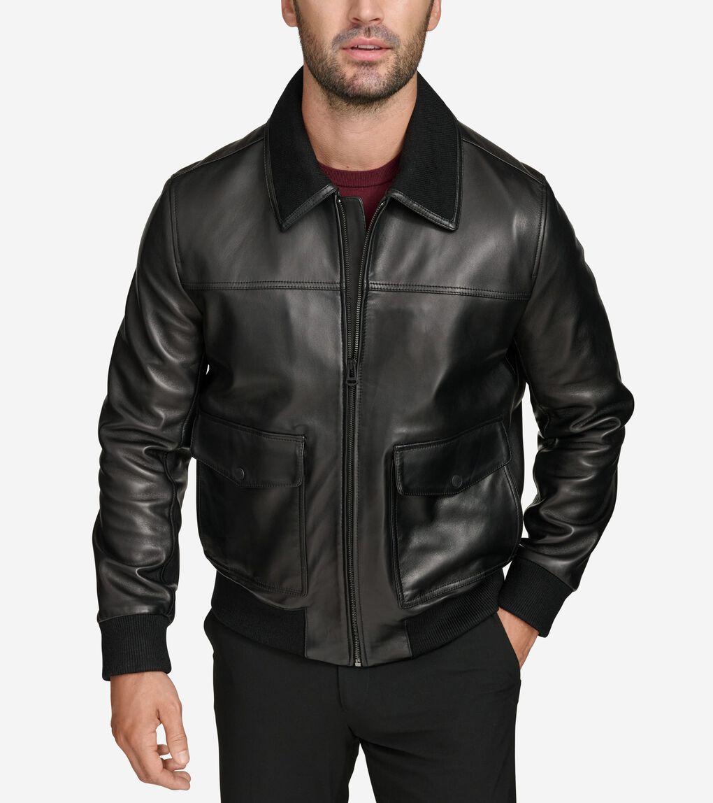Cole Haan Men s Leather Aviator Jacket in Black for Men Lyst