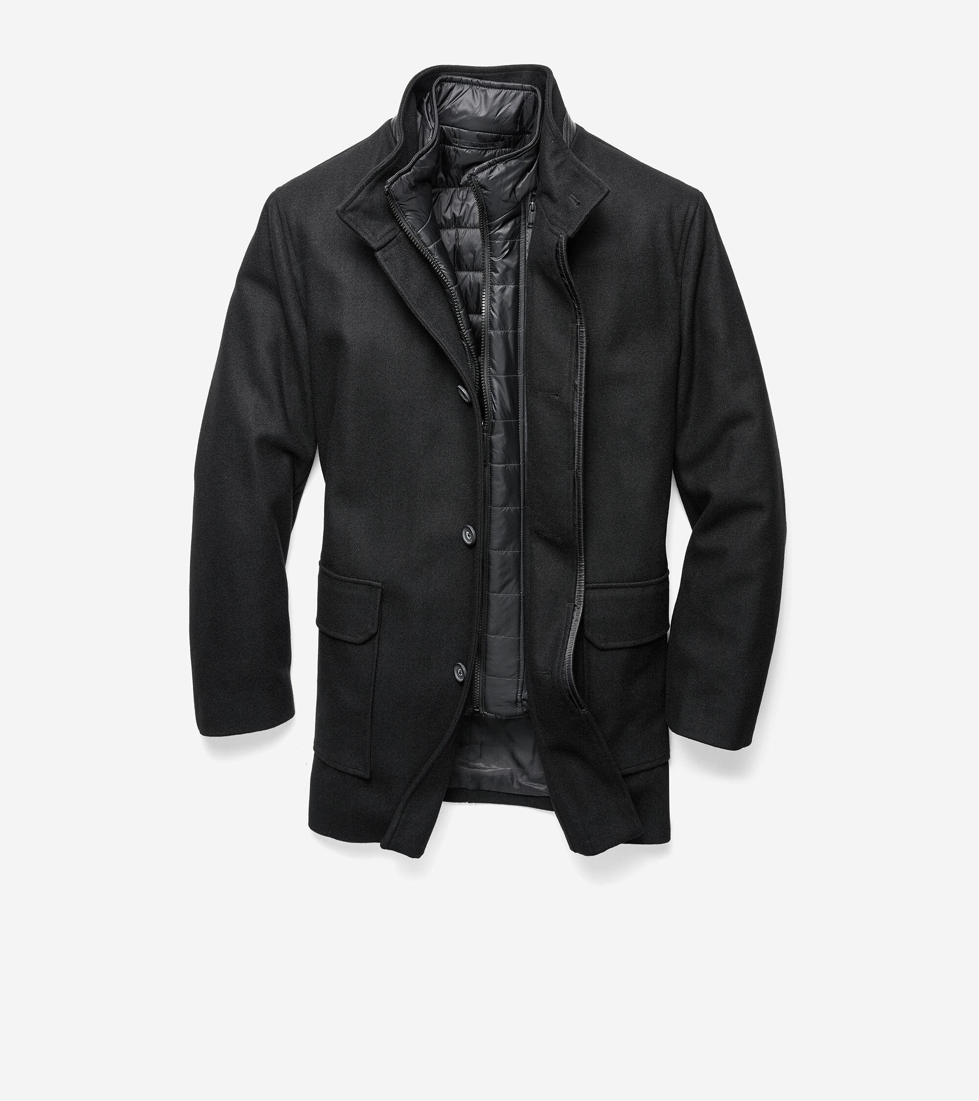 Cole Haan Melton Wool 3in1 Coat in Black for Men Lyst