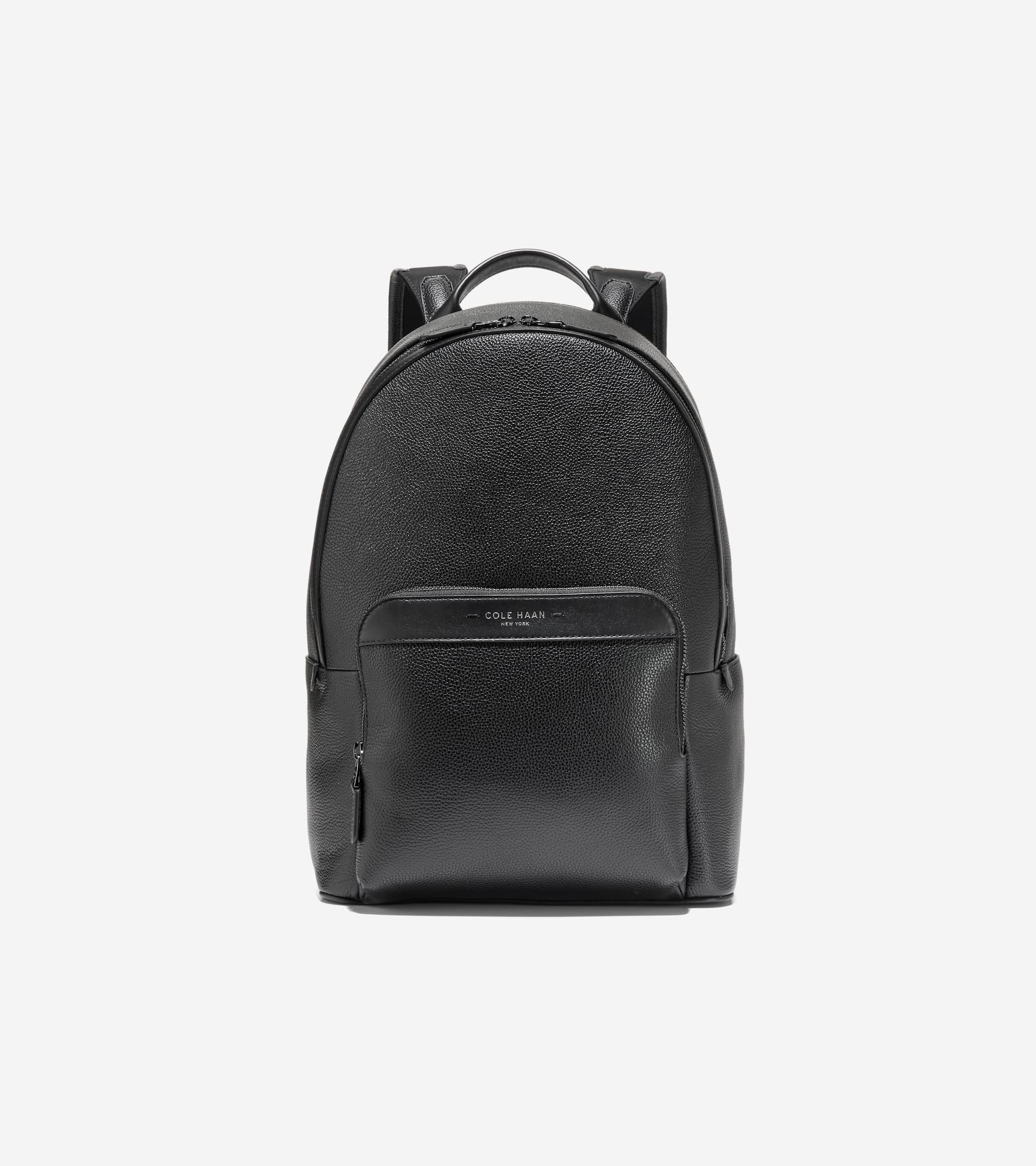 cole haan men's pebbled leather backpack Grand Ambition Convertible zip closure Top carry handle Cole Haan Men's Damon Backpack