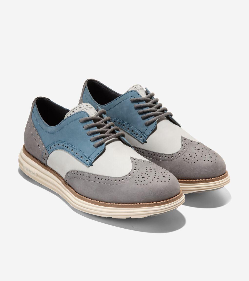 Cole Haan Gray Wingtip Oxfords with Blue Laces Cole Haan Grand Evolution Wingtip Oxford Gray Blue Casual  main image 4