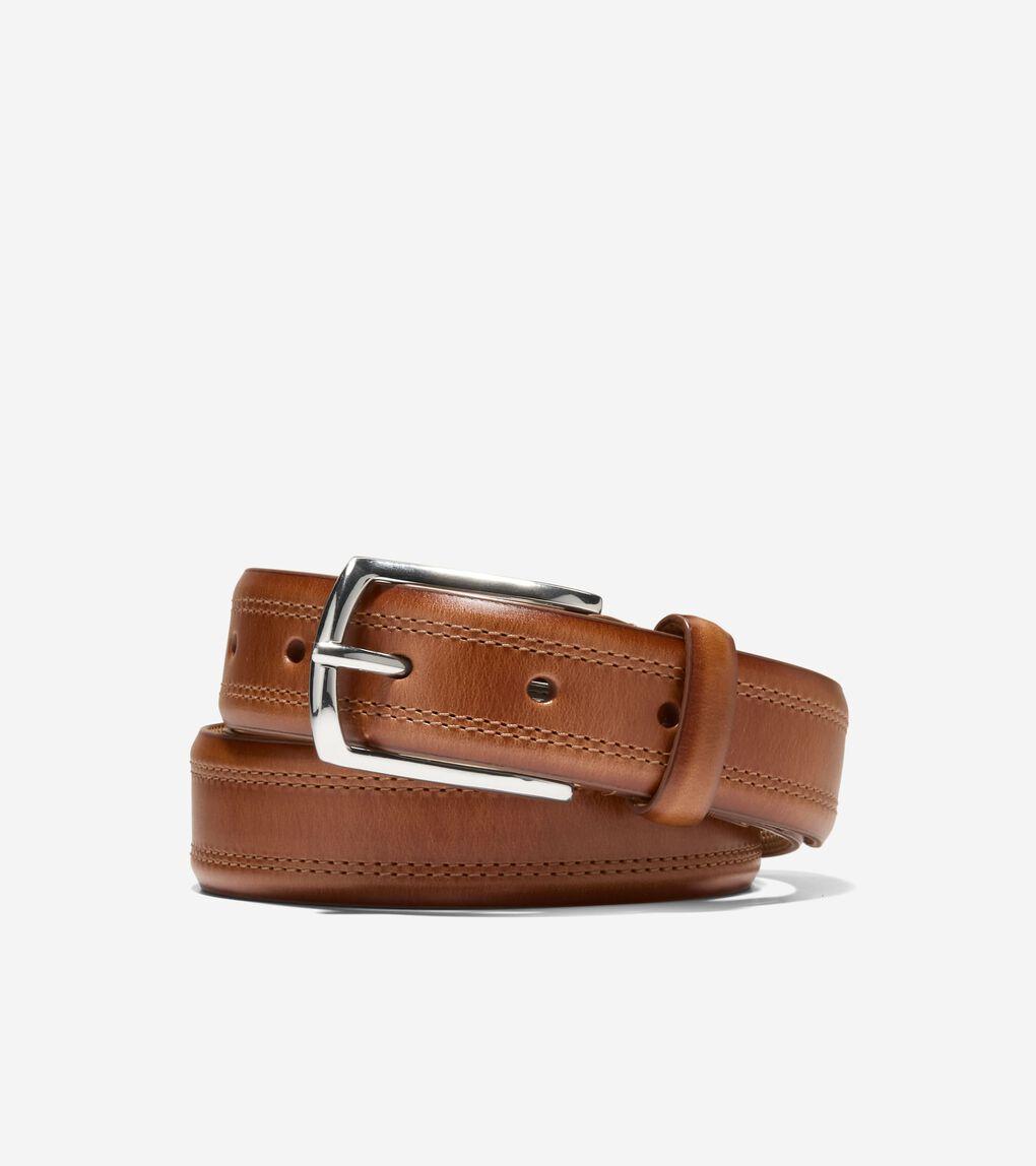【ビジネスにも最適】Cole Haan Men's Double Stitch Dress Belt Men's Double Stitch Dress Belt in Black | Cole Haan