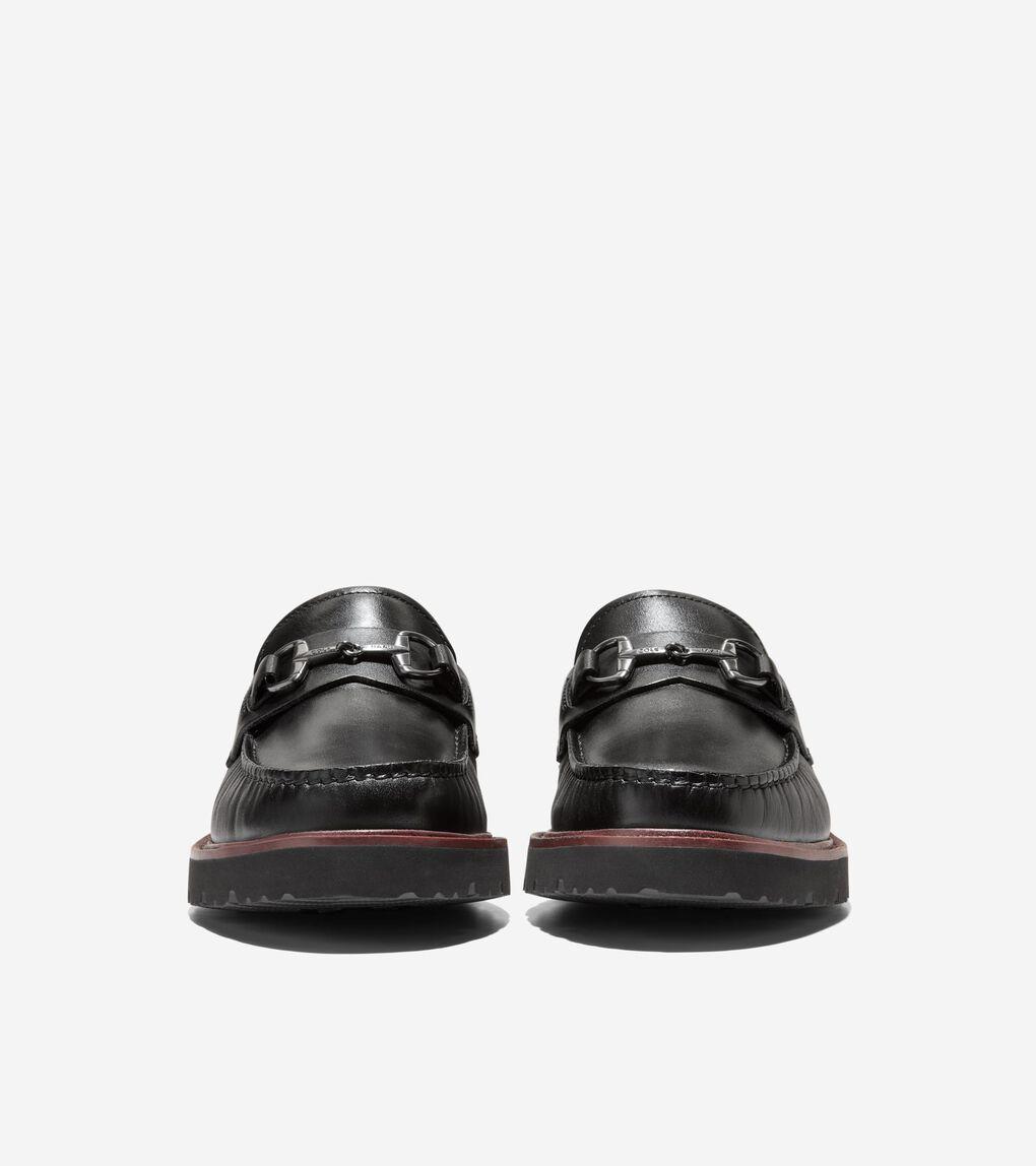 Cole Haan Black Leather Bit Loafers with Contrast Stitching Cole Haan Black Leather Slip-On Loafers Men main image 2
