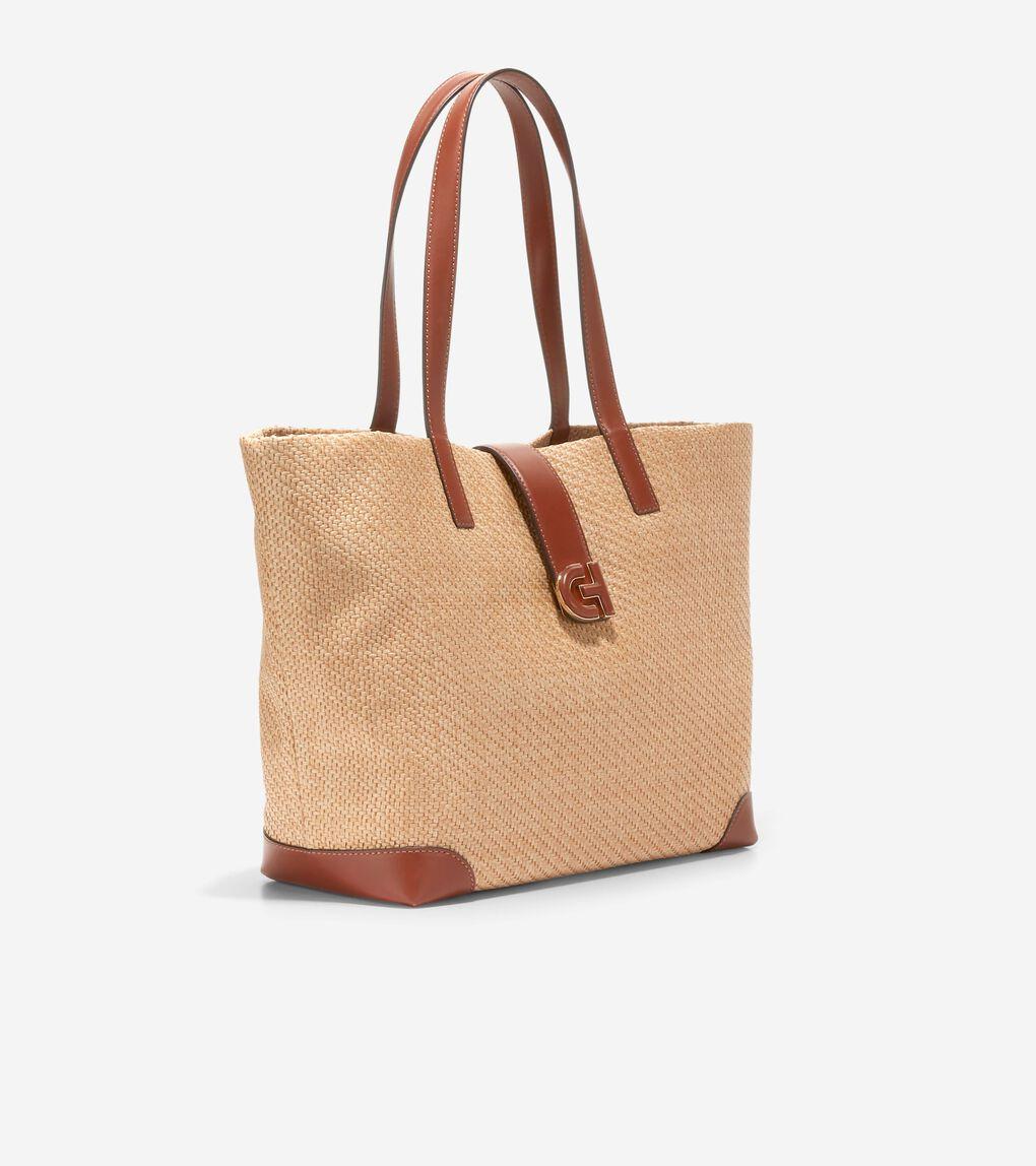 【Cole Haan】Women's Montecito Medium Straw Tote Bag Women's Montecito Medium Straw Tote Bag in Light Beige