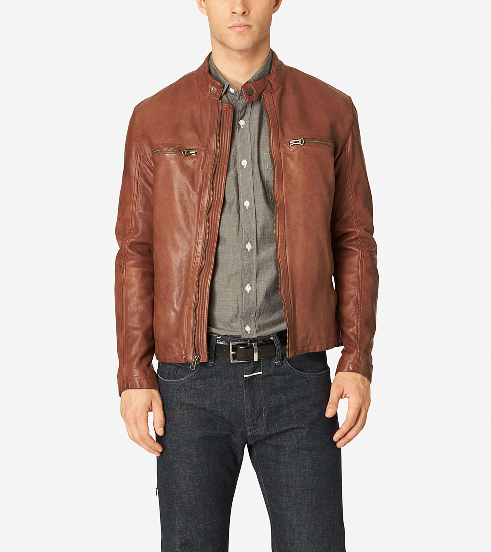 Lyst - Cole Haan Vintage Leather Moto Jacket for Men