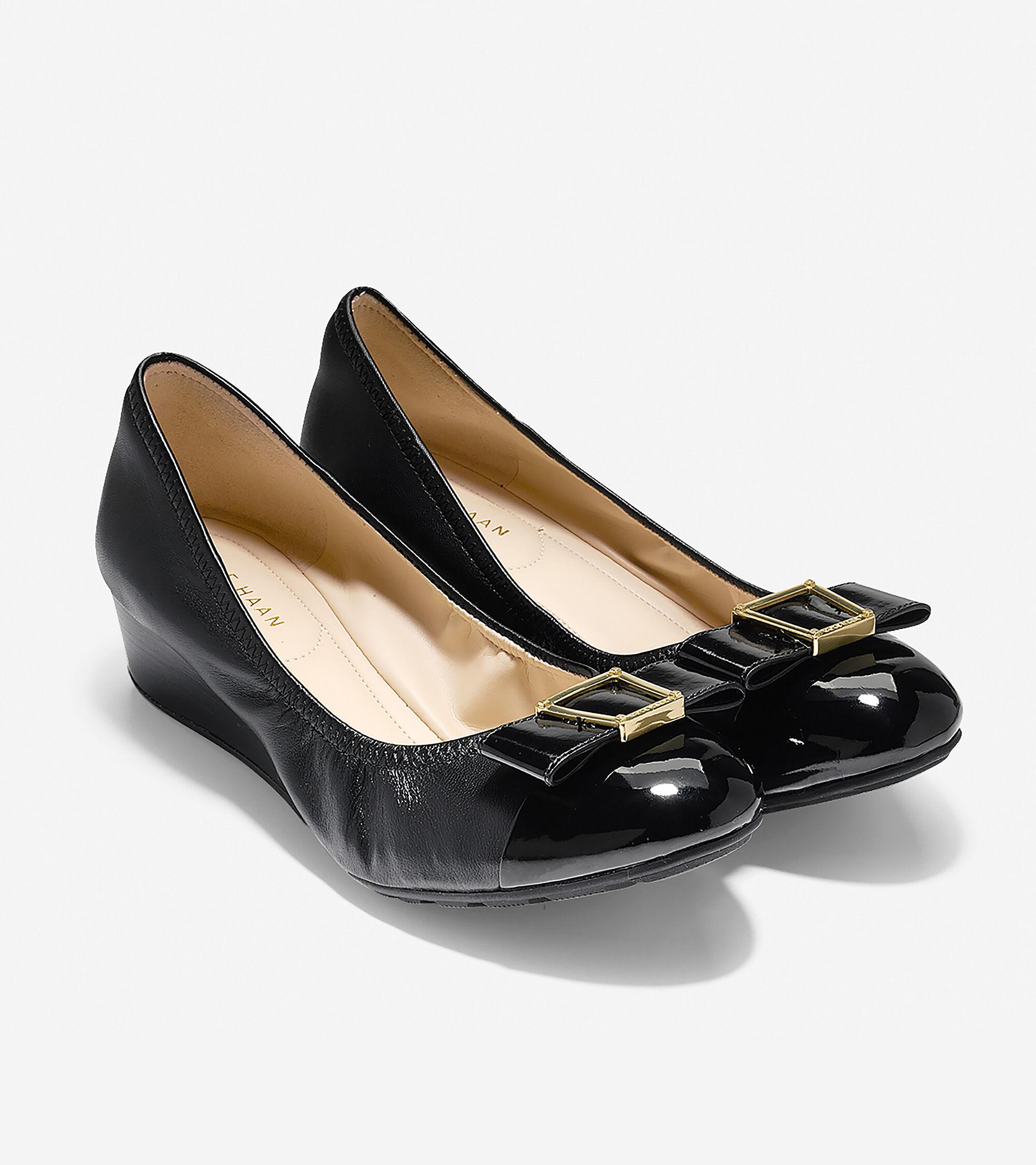 Cole Haan Leather Emory Bow Wedge (40mm) Pump in Black - Save 67% - Lyst