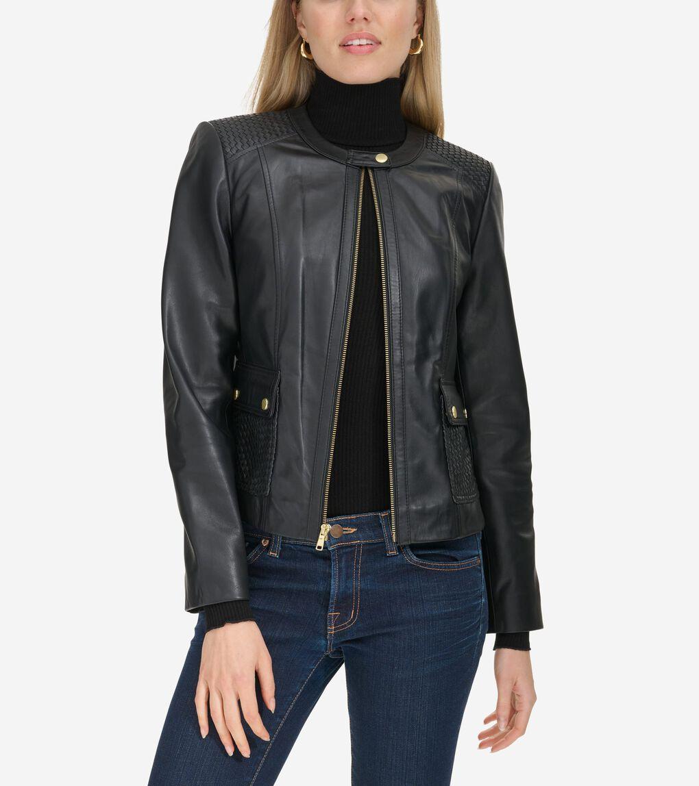Cole Haan Women s Curved seam Leather Jacket in Black Lyst