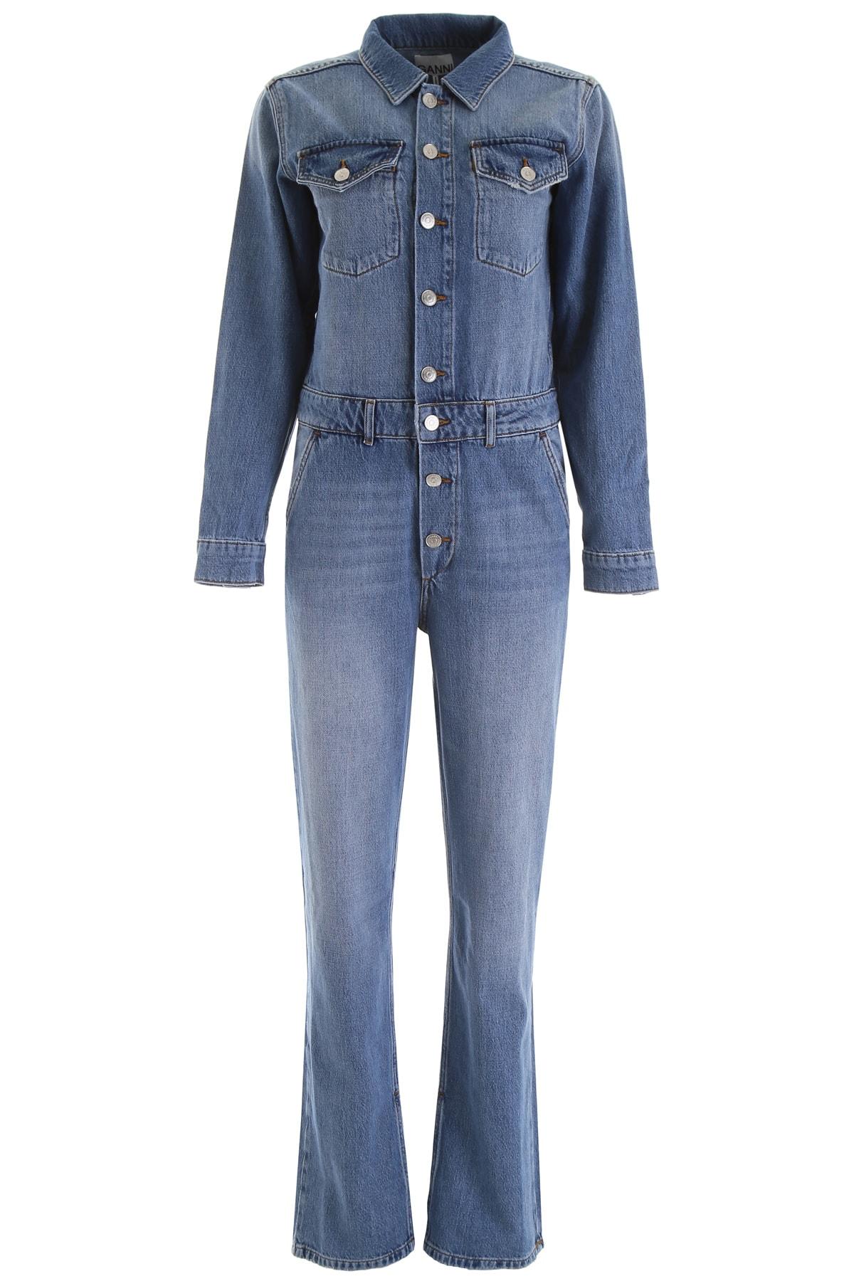 Ganni Bleached Denim Jumpsuit in Blue 