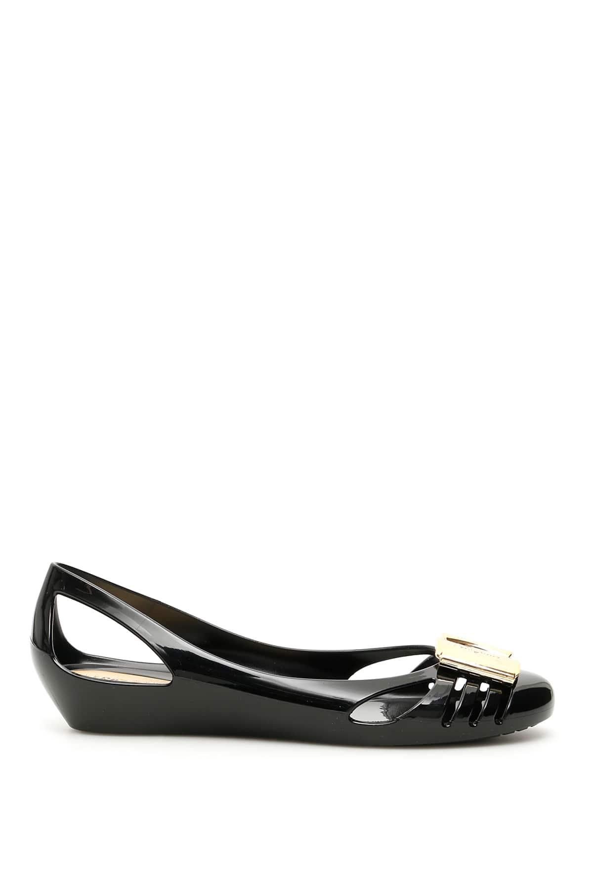 Ferragamo black deals jelly flats