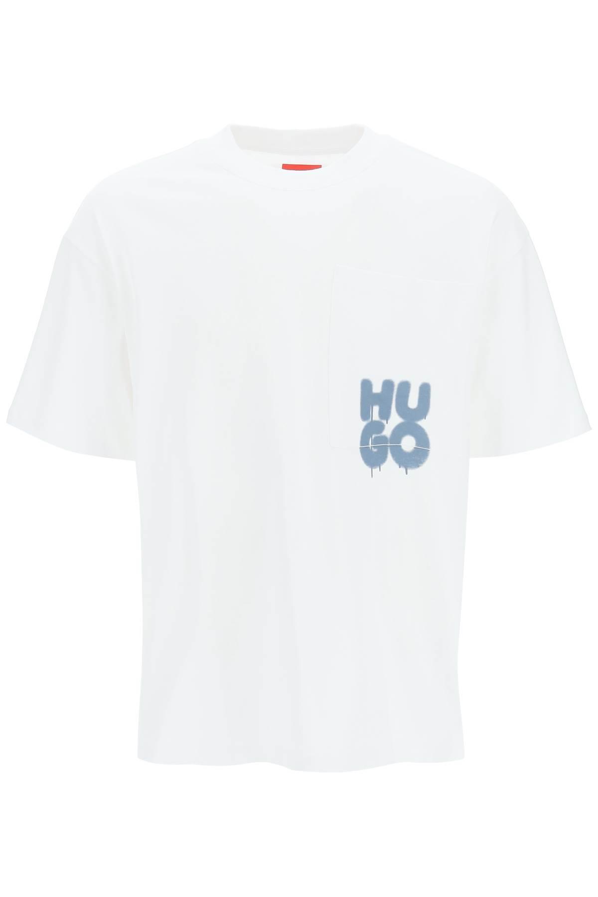 HUGO Graffiti Logo Dampato T-shirt in White for Men | Lyst