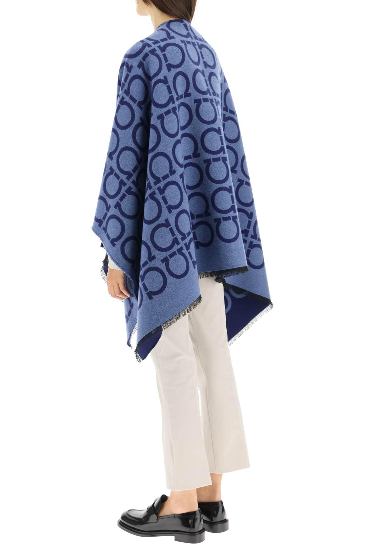 Womens Clothing Coats Capes Black Ferragamo Gancini Printed Wool & Silk-blend Cape in Blue 