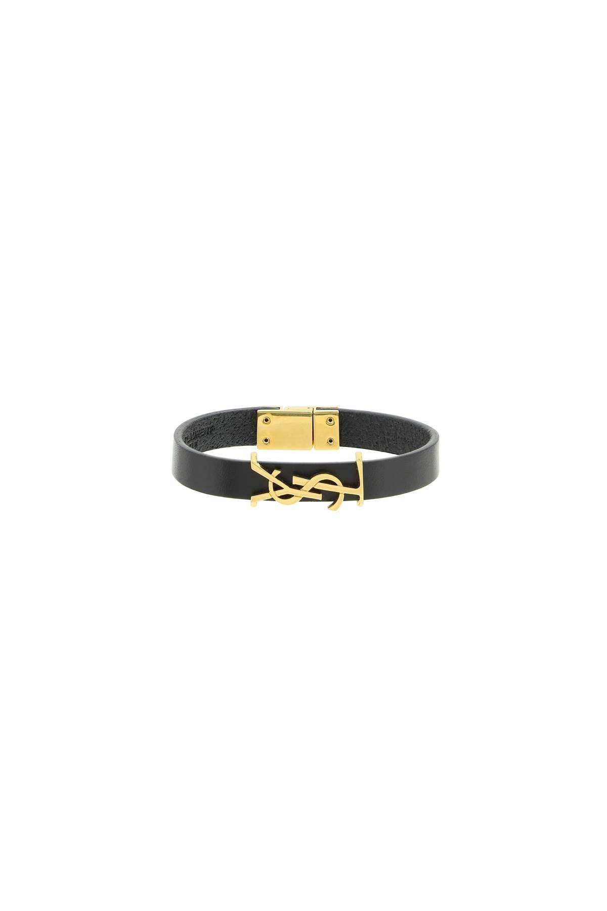 Saint Laurent Leather Bracelet Ysl in Black | Lyst