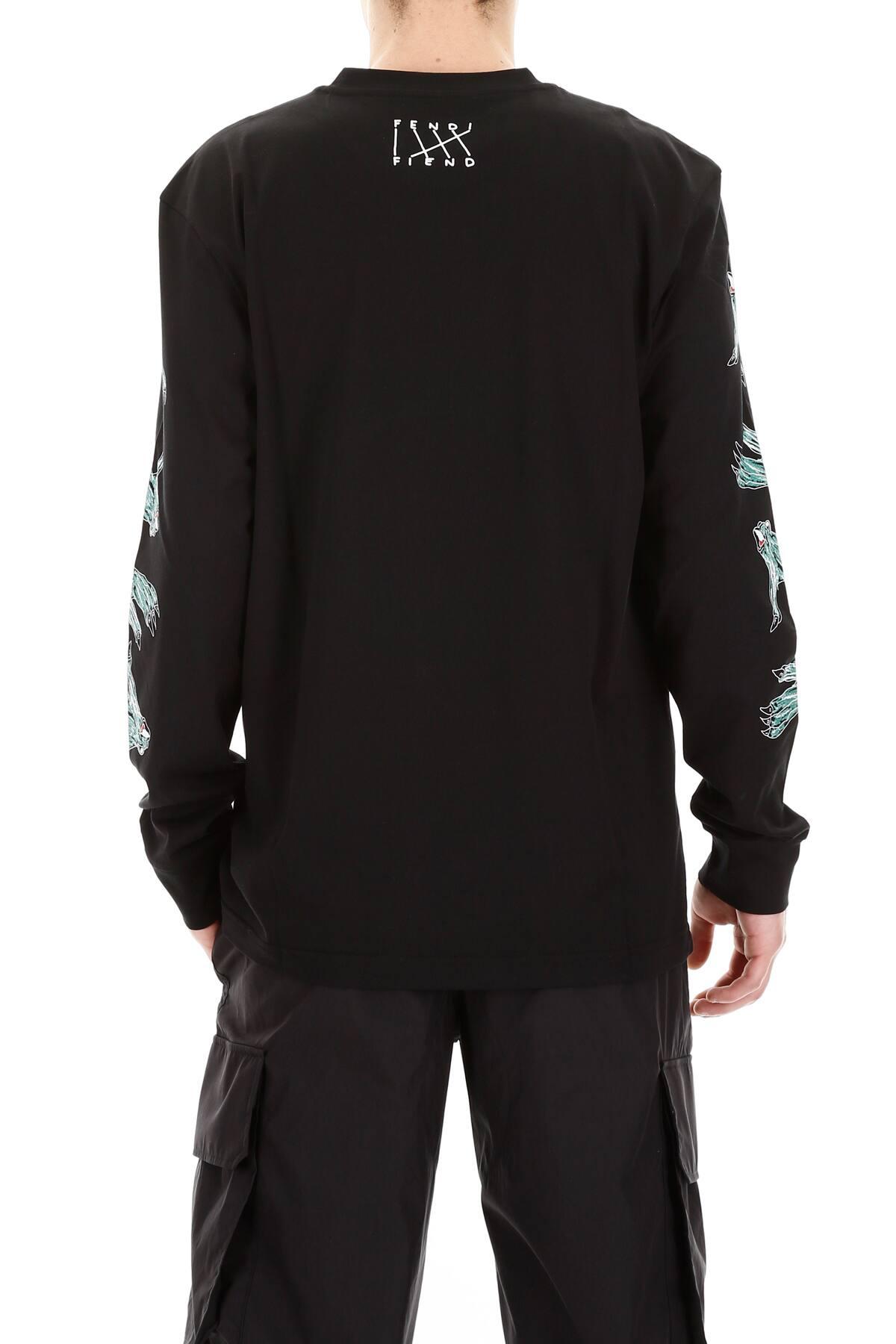 Download Fendi Cotton Long-sleeved Roma Amor T-shirt in Black for ...