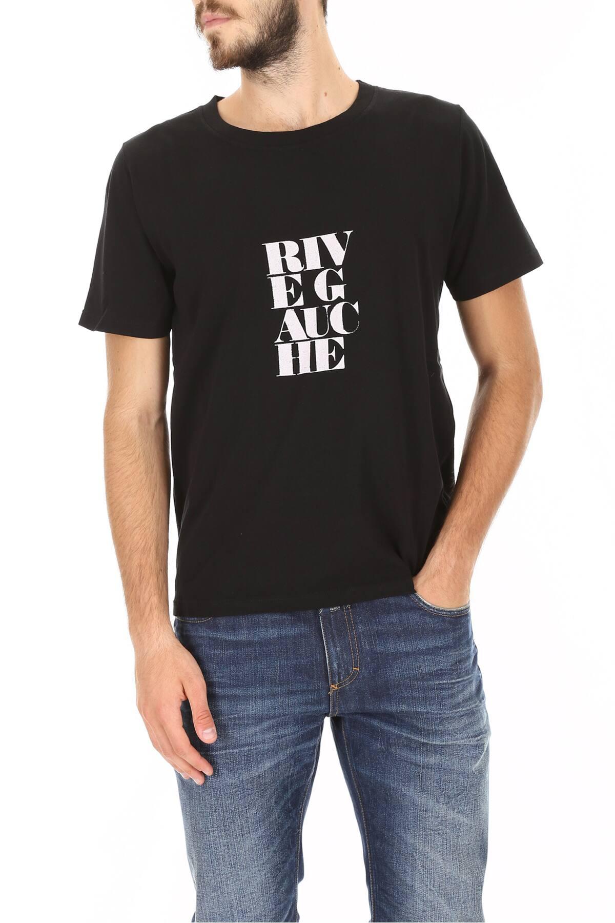 Saint Laurent Printed Jersey T-shirt in Black for Men - Lyst