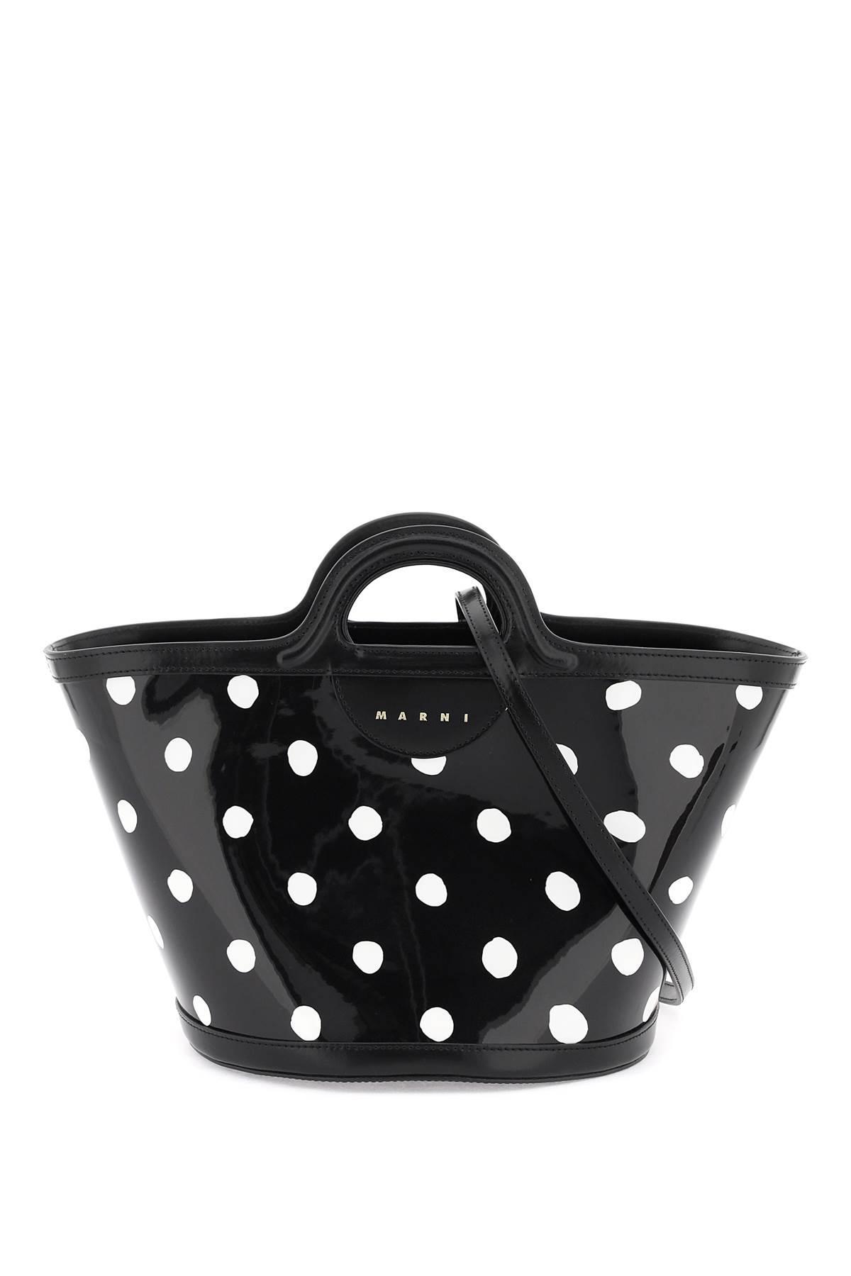 Marni Patent Leather Tropicalia Bucket Bag With Polkadot Pattern in