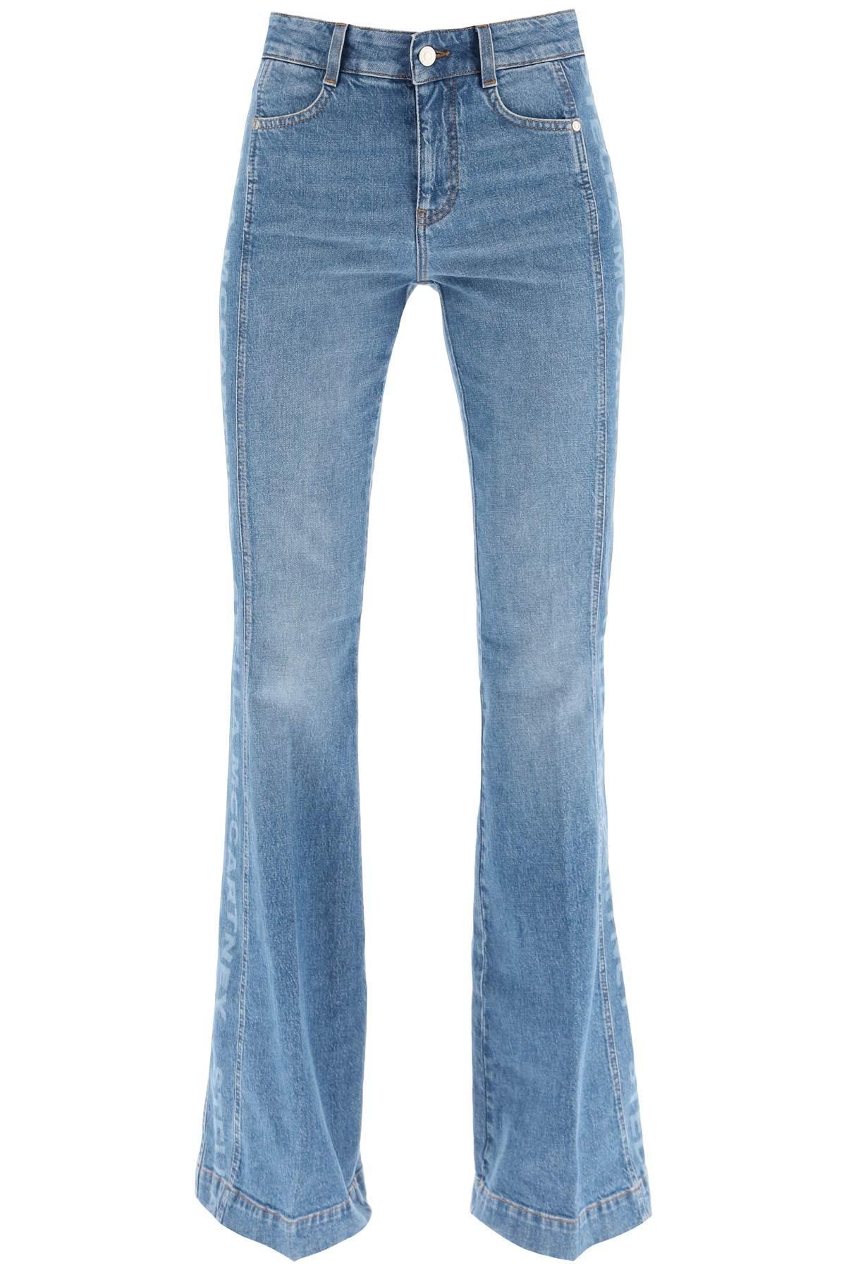 Stella McCartney Flared Jeans With Logo Bands in Blue | Lyst