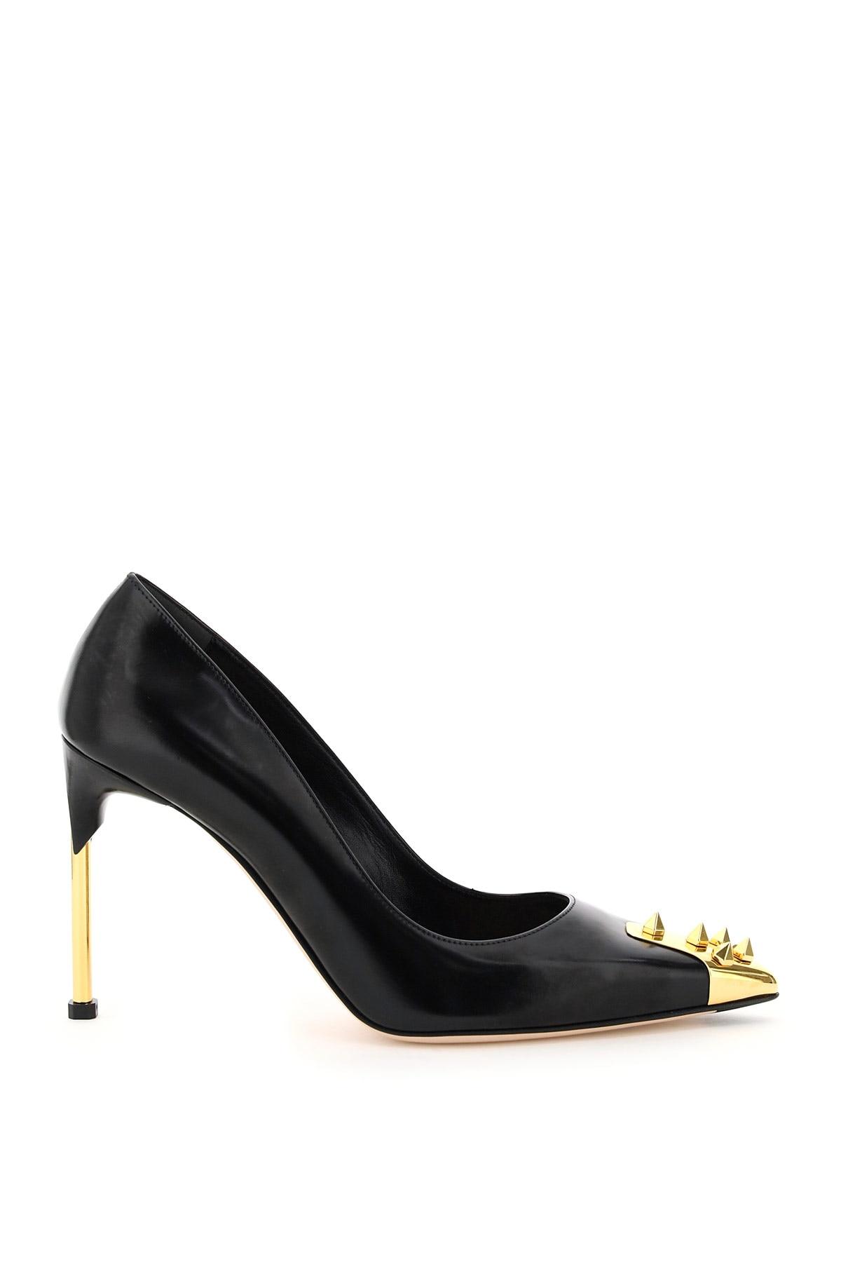 Alexander McQueen Leather Pumps With Studs in Black,Gold (Black) - Lyst