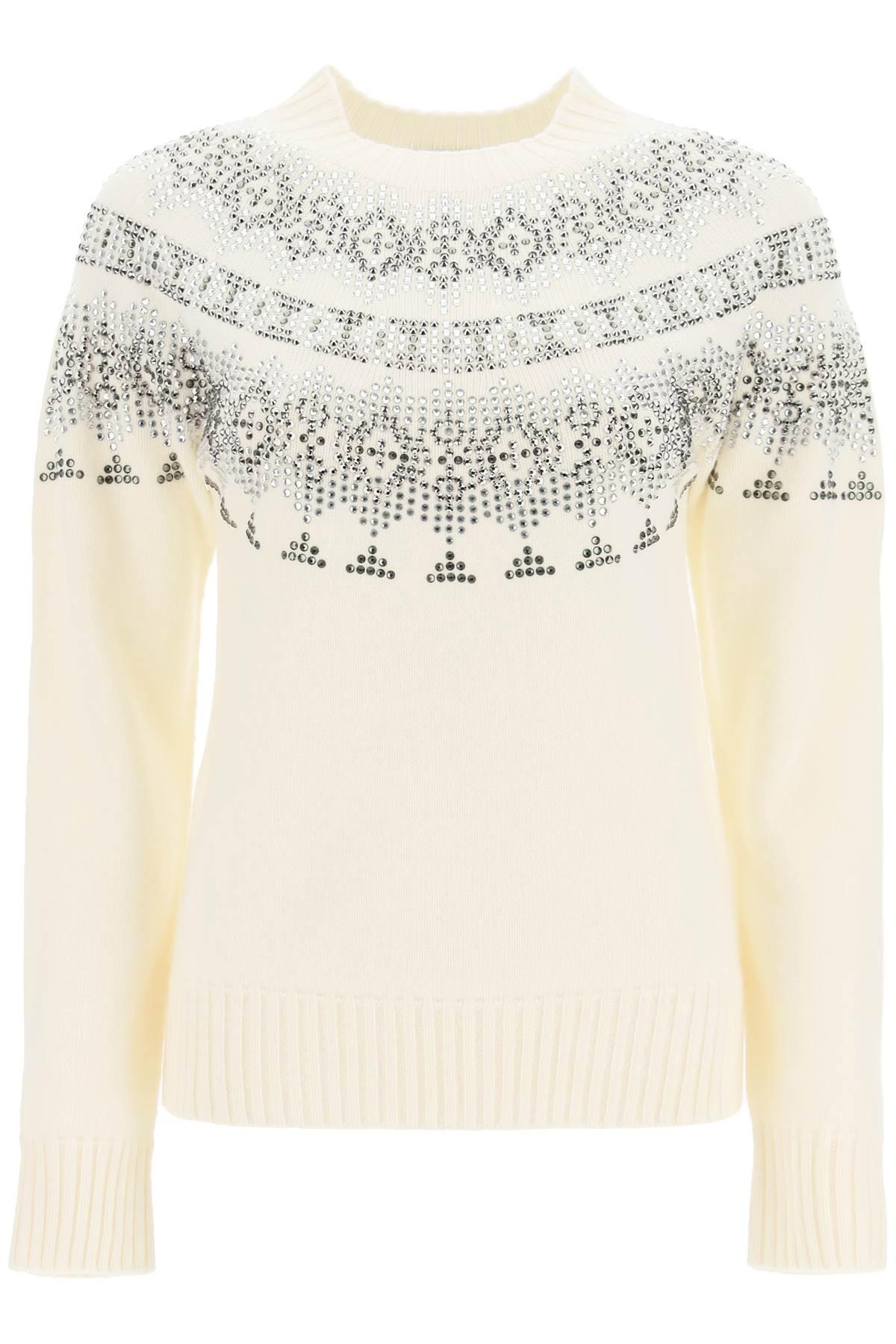 Max Mara 'osmio' Wool And Cashmere Fair-isle Sweater With Crystals