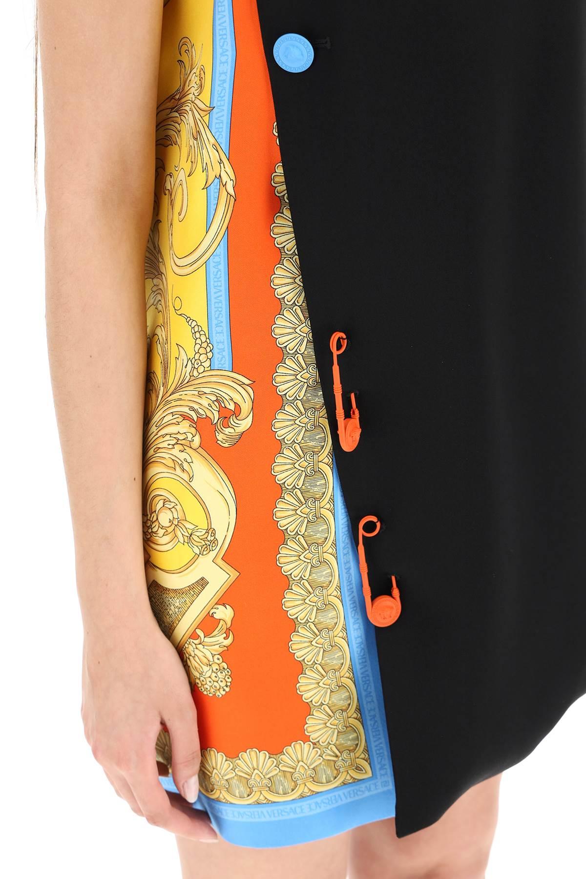 Versace Barocco Goddess Silk Panelled Mini Dress in Black | Lyst