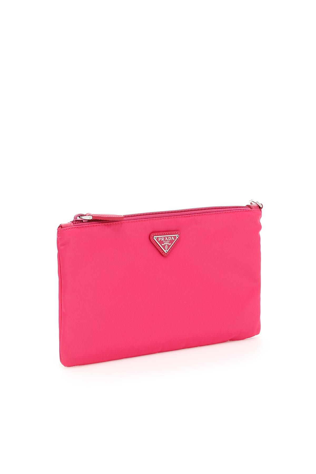 Prada Synthetic Nylon Flat Pouch in Pink | Lyst