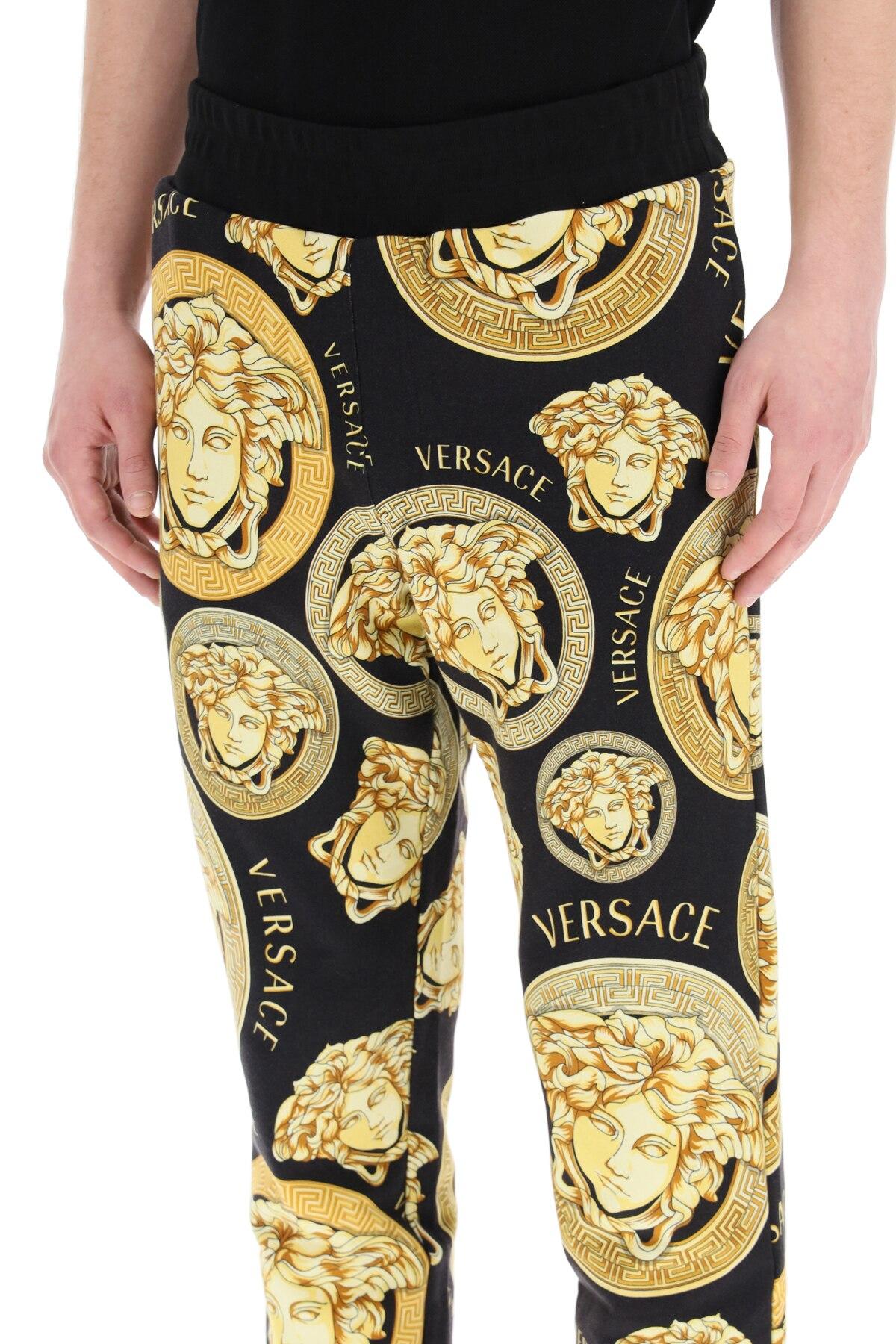 Versace Cotton Amplified Medusa Print jogging Trousers in Black 
