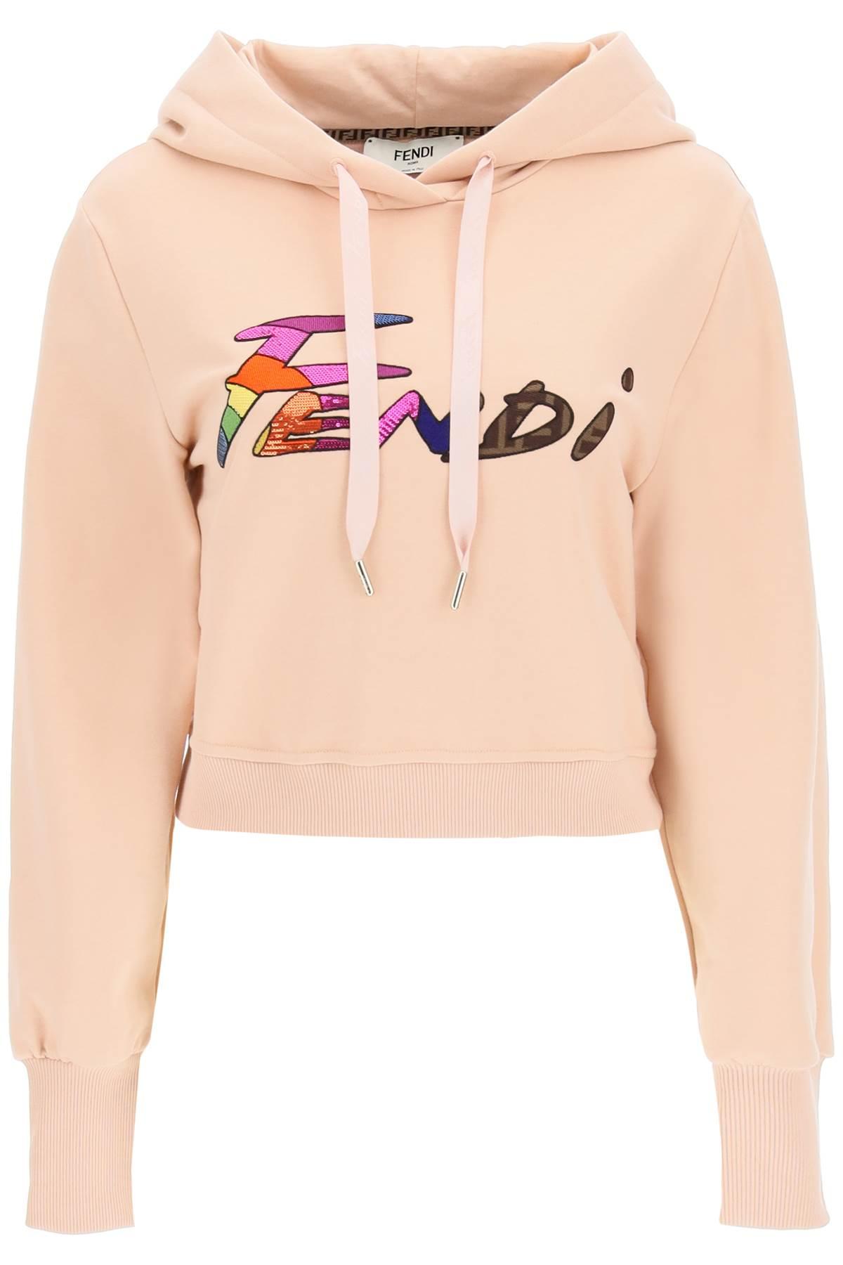Fendi Cotton Brush Cropped Hoodie in 