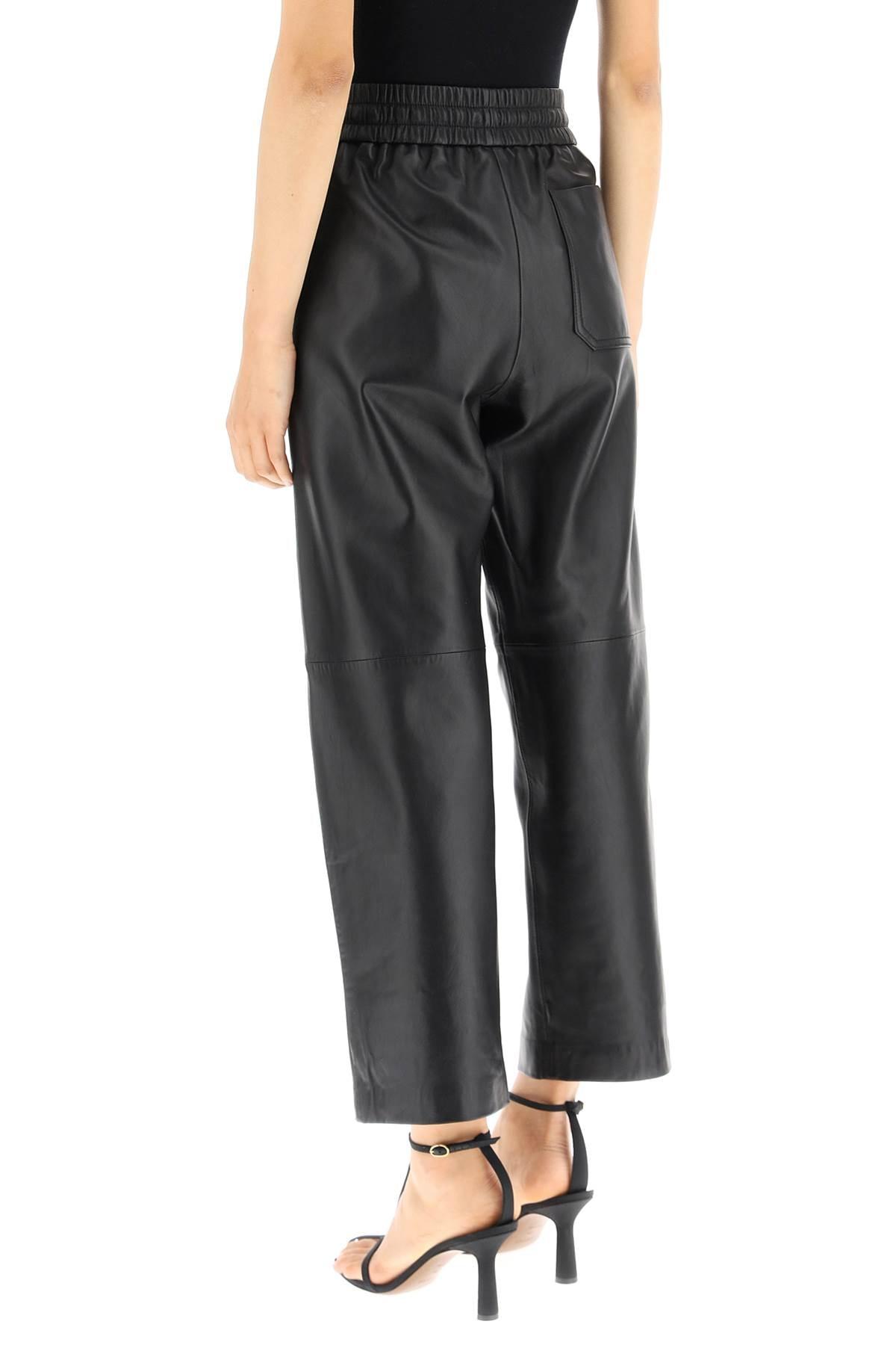 Weekend by Maxmara Nappa Leather Trousers in Gray | Lyst