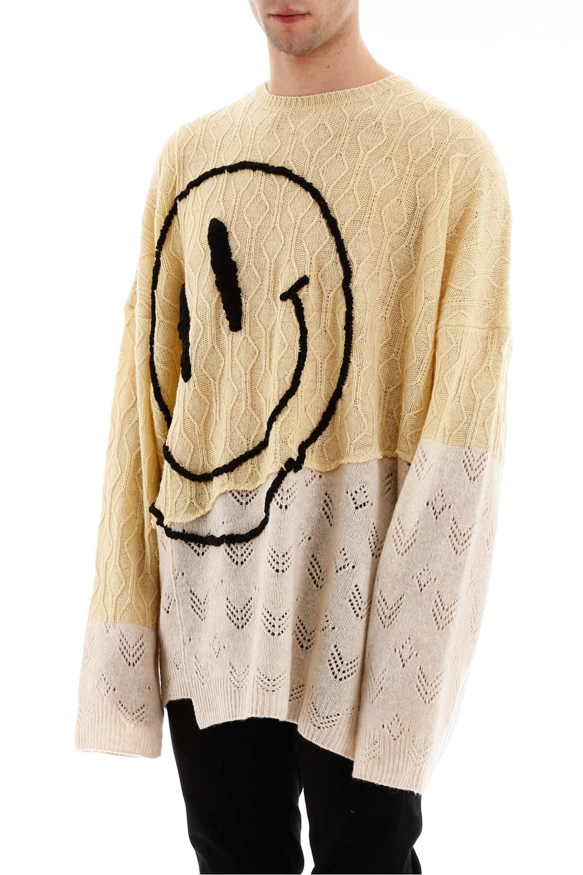 Raf Simons Wool Oversized Sweater With Smiley in Yellow,Beige,Black (Natural) for Men - Lyst