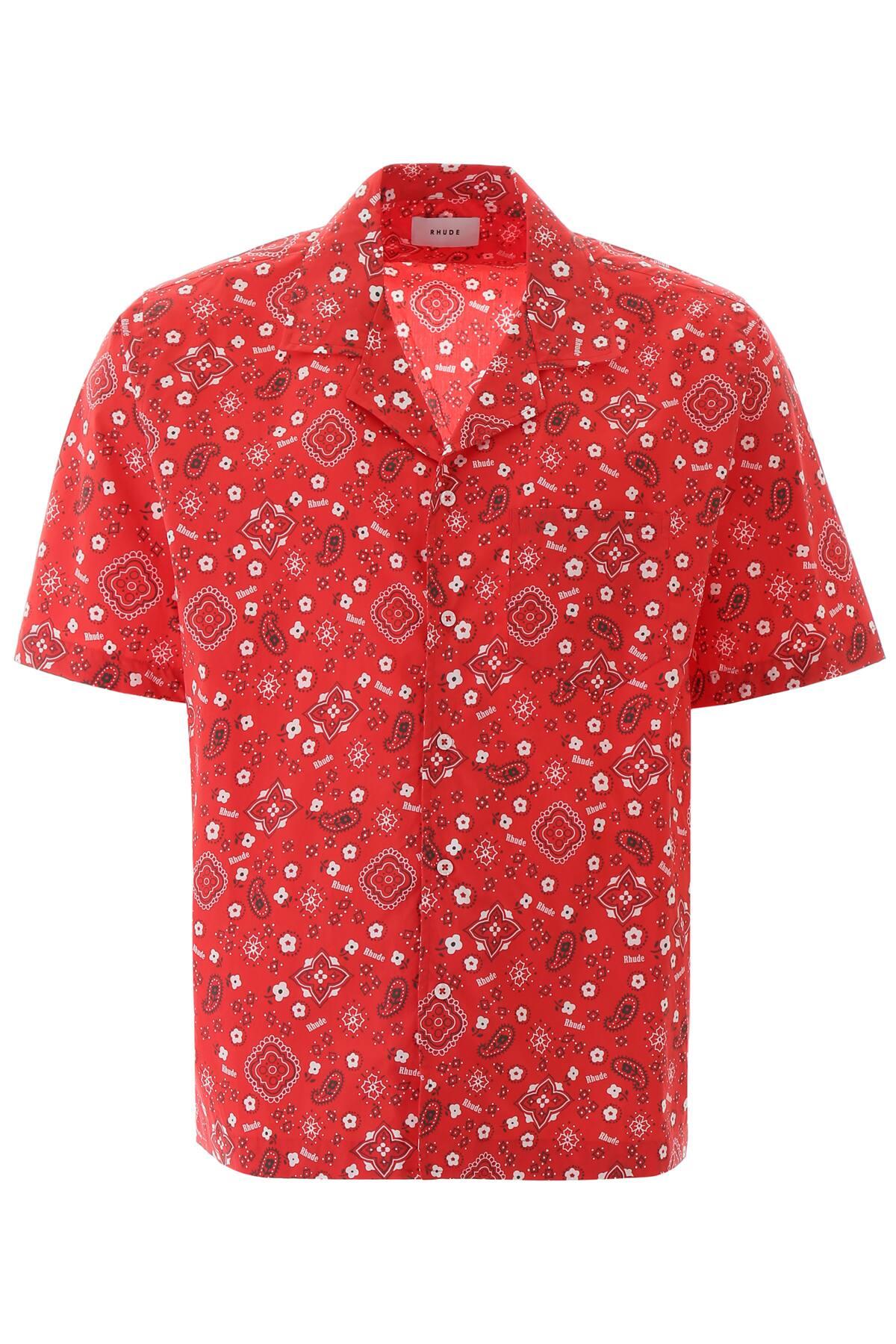 Rhude Cotton Bandana Print Shirt in Red,White (Red) for Men Lyst