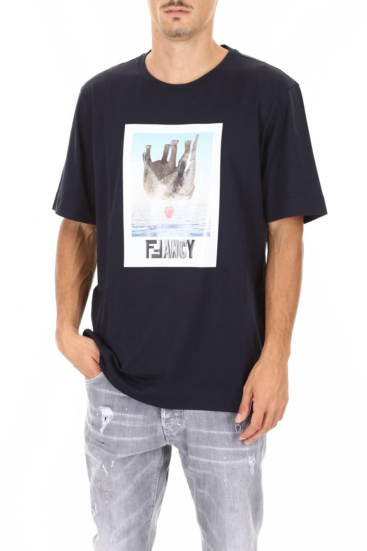 Fendi Fancy Graphic T-shirt in Navy (Blue) for Men - Lyst