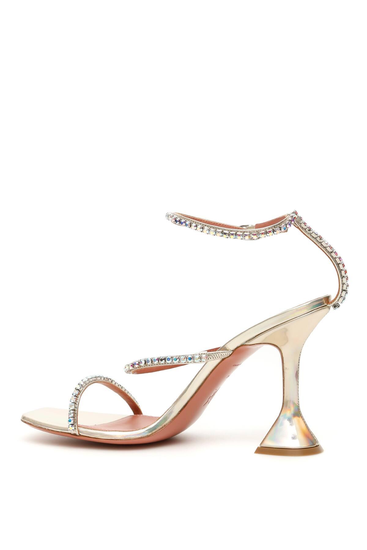 amina muaddi gold sandals