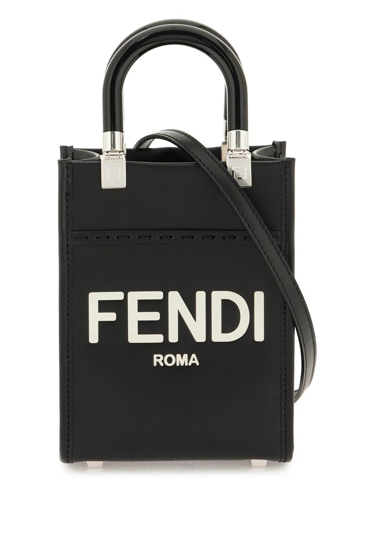Fendi Mini Sunshine Shopper Bag in Black | Lyst