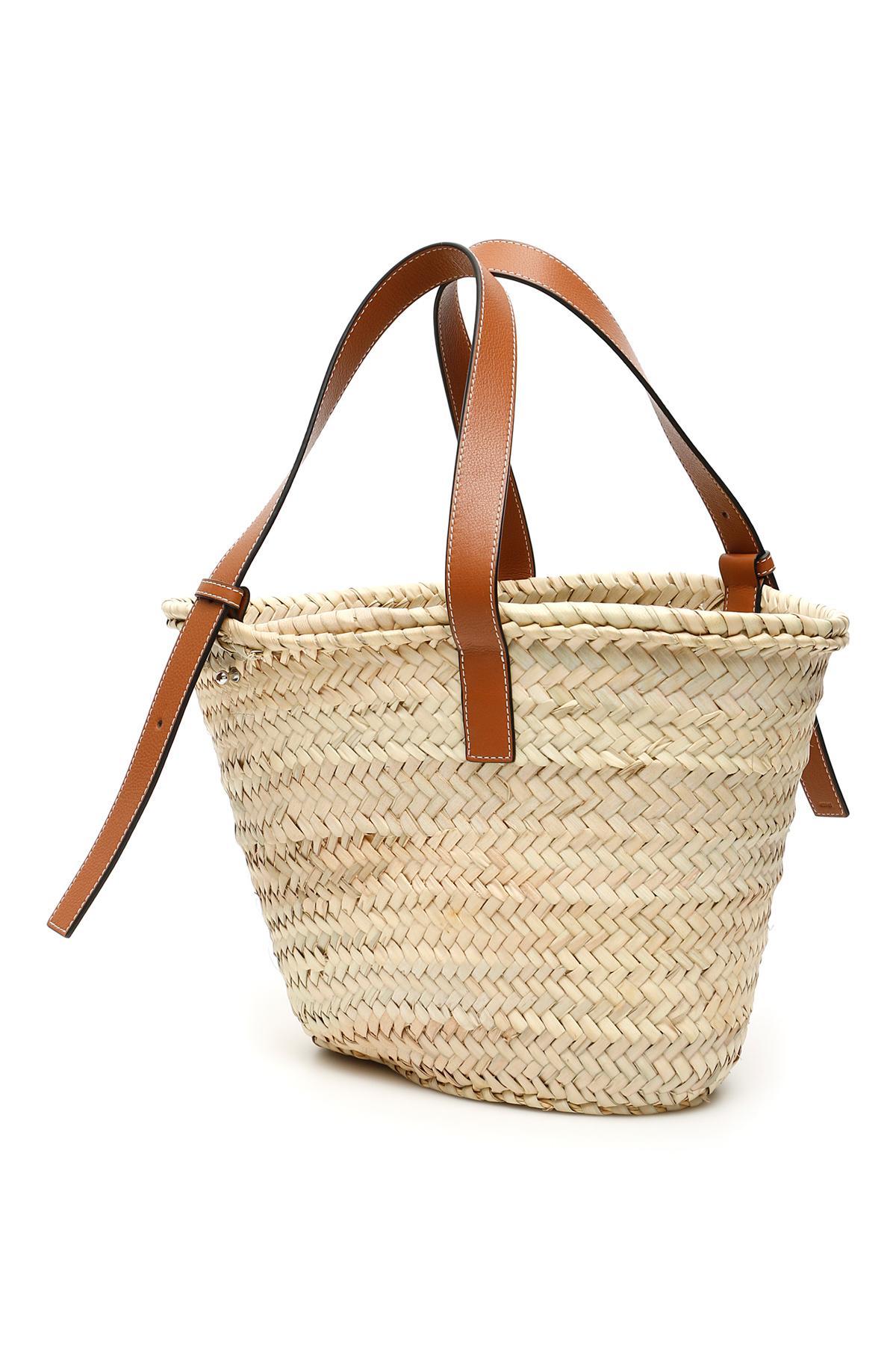 Loewe Anagram-logo Leather-Trim Raffia Basket Bag