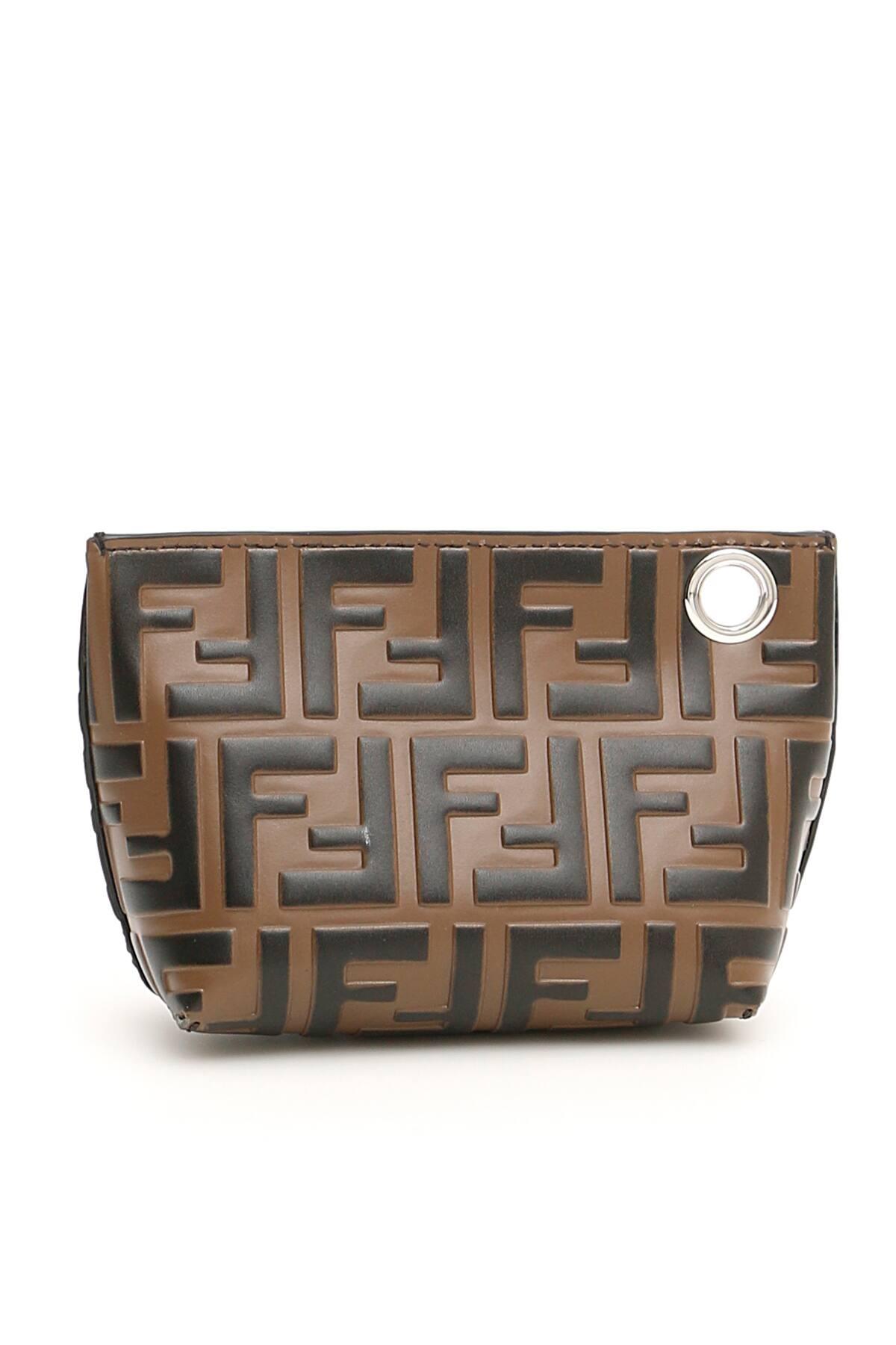 Fendi Leather Small Pyramid Ff Pouch in Brown,Black (Brown) for Men Lyst