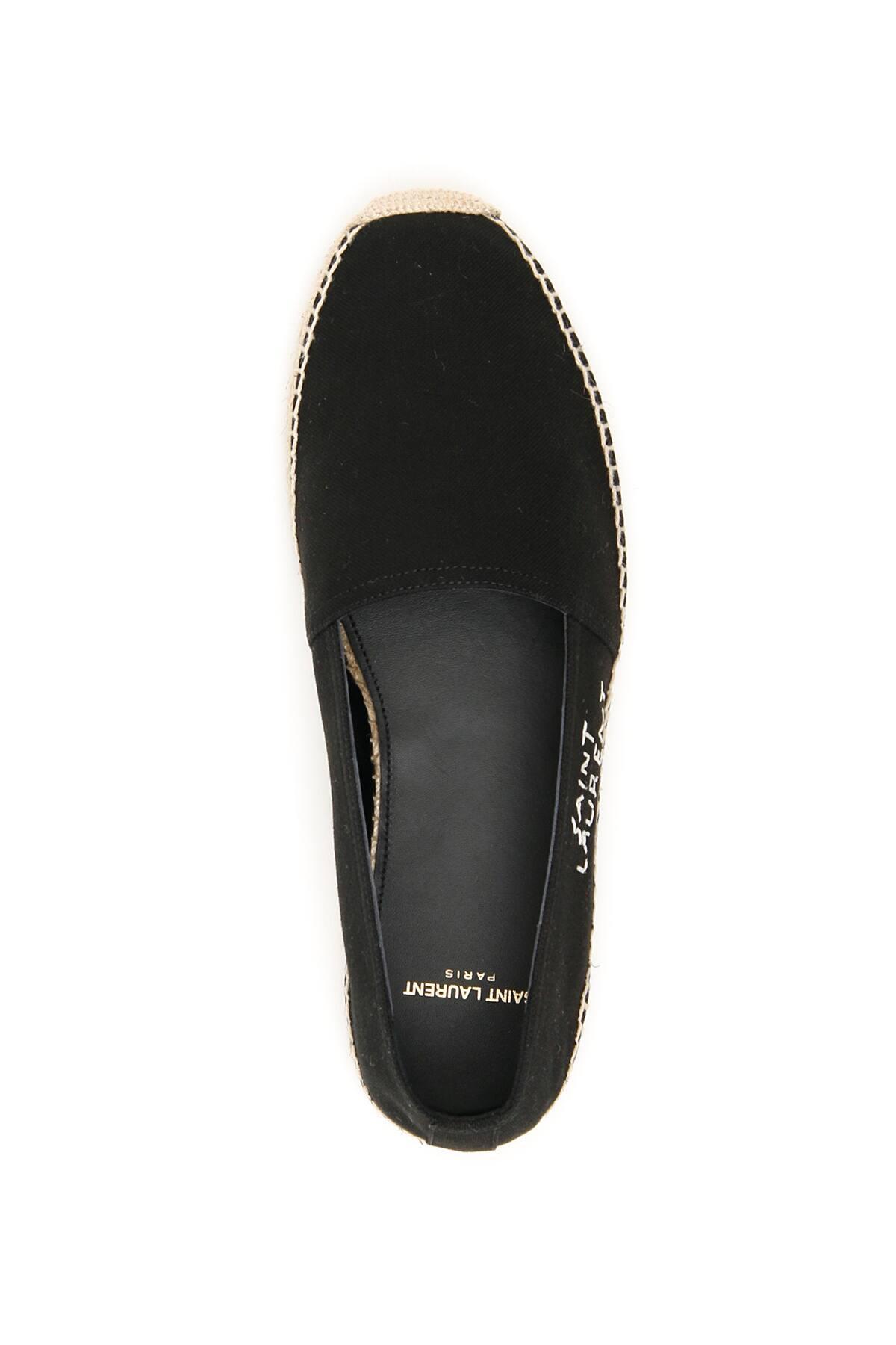 saint laurent logo embroidered canvas espadrilles