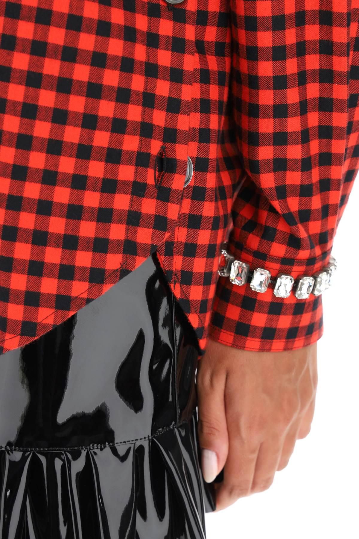 N°21 N.21 Oversized Gingham Shirt With Crystals in Red,Black Red Womens Tops N°21 Tops 