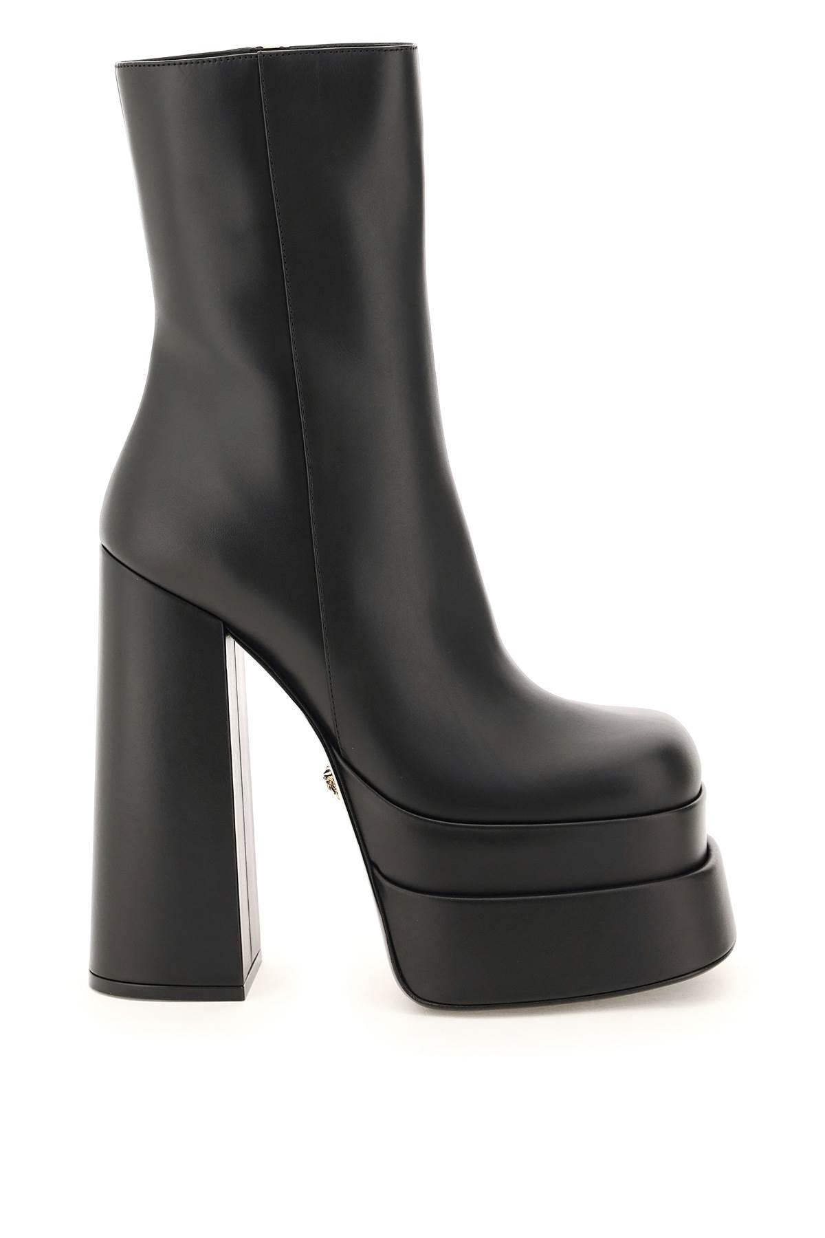Versace Intrico Double Platform Ankle Boots in Gray | Lyst
