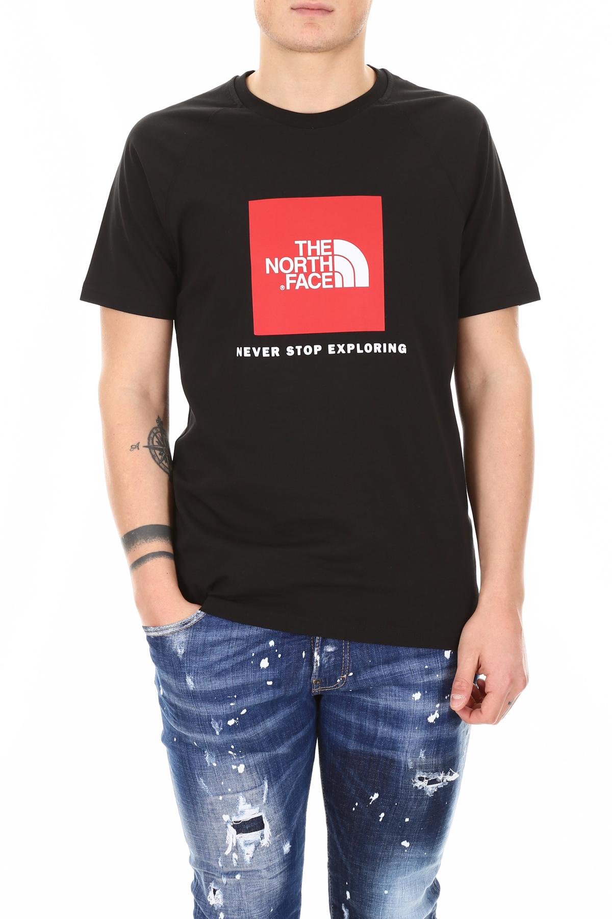 black and red north face t shirt