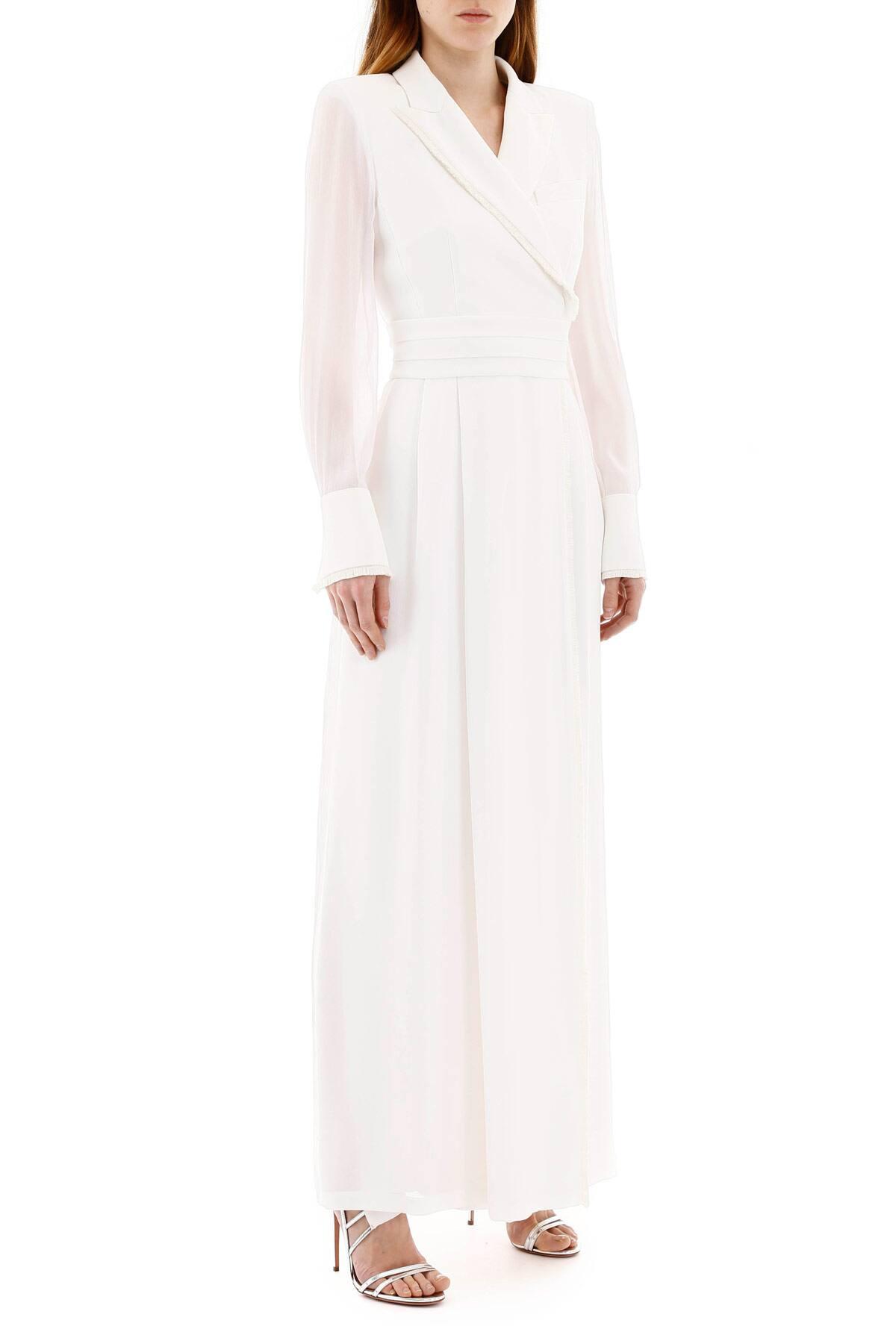 Max Mara Silk Gemma Long Dress in White - Lyst
