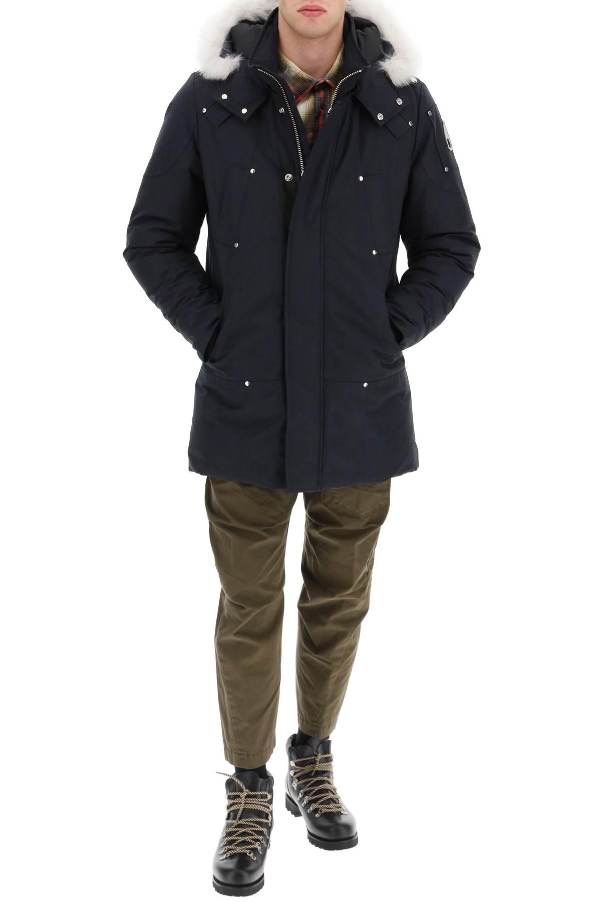 Moose Knuckles 'stirling' Padded Parka With Fox Trimming in Blue for Men |  Lyst