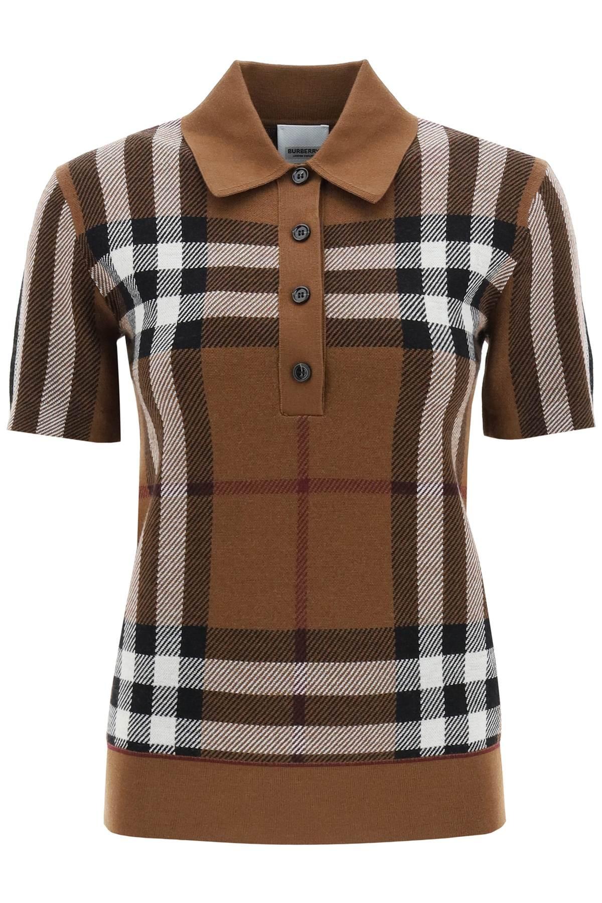 Burberry Exploded Check Merino Wool Polo Shirt in Brown | Lyst