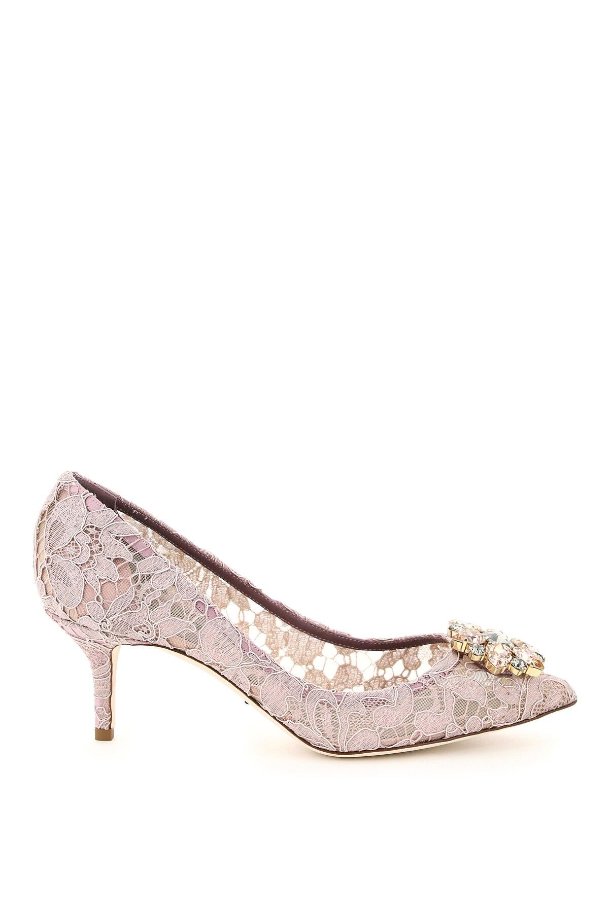 Dolce & Gabbana Charmant Lace Bellucci Pumps in Pink,Purple (Pink 