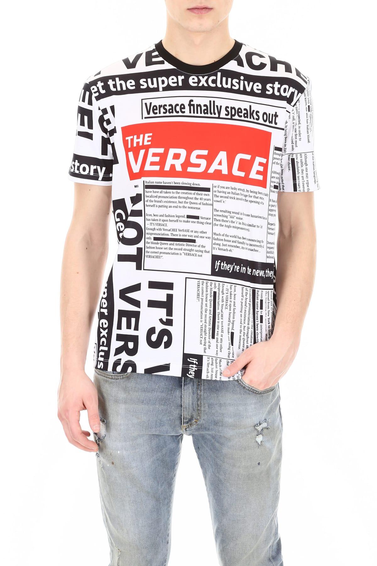 In beweging Belichamen Tienerjaren Versace Newspaper T-shirt in Red for Men | Lyst