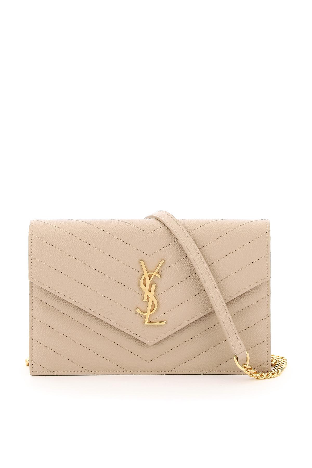 POCHETTE ENVELOPE YSL CON CATENA di Saint Laurent in Neutro | Lyst