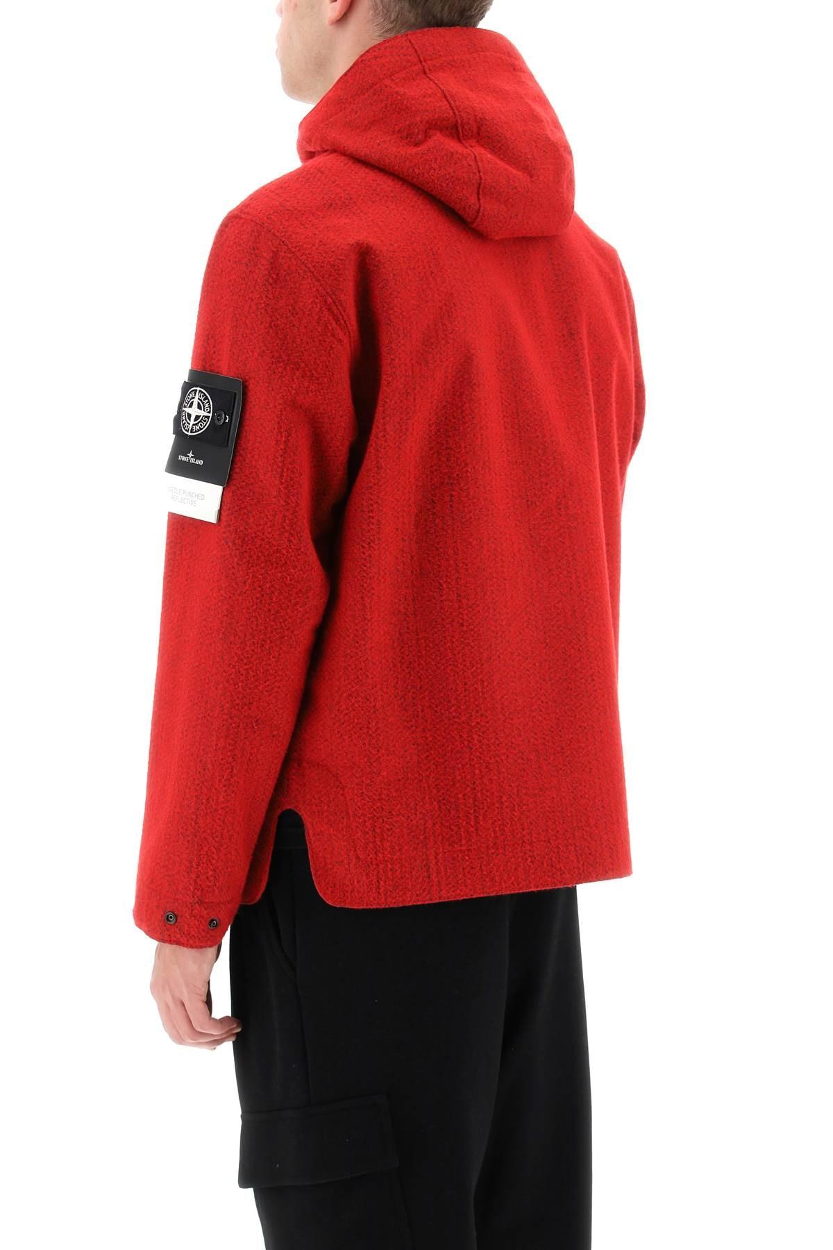 Stone Island Needle Punched Reflective Hooded Jacket in Red for Men | Lyst